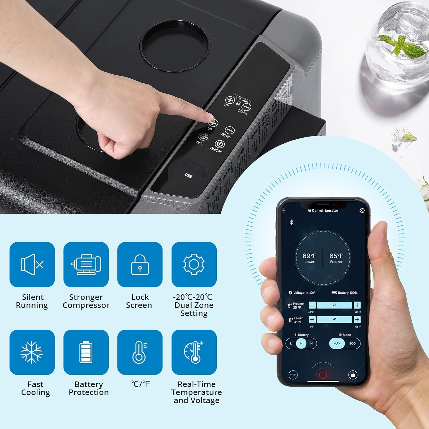 Refrigerador portátil TROPOW 35L doble zona control APP