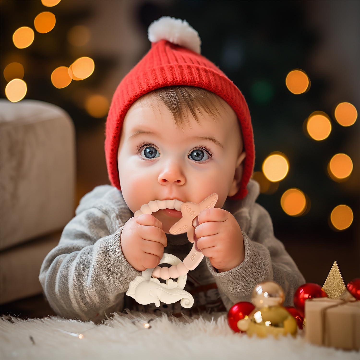 Anillo de Silicona para Dentición Rosa - Juguete Bebé 3-12 Meses