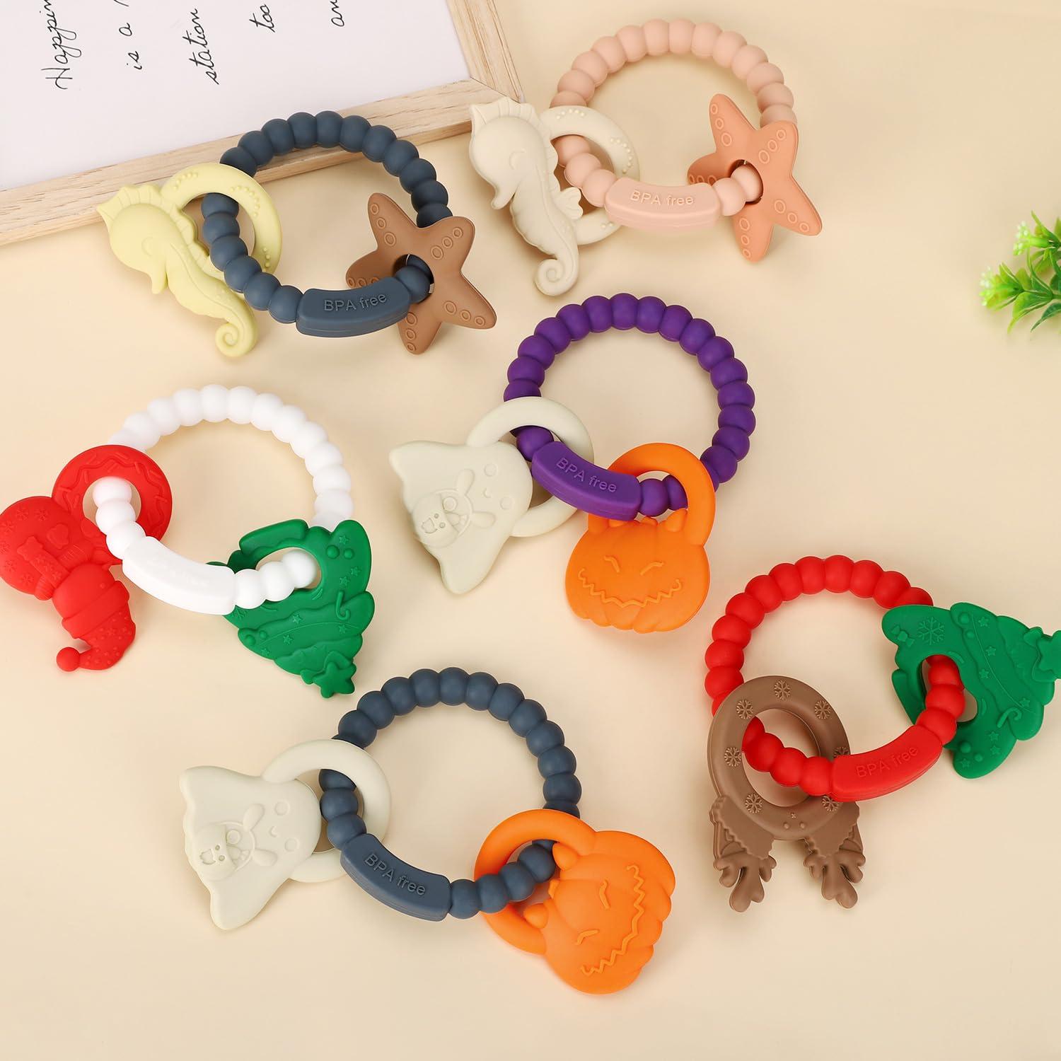 Anillo de Silicona para Dentición Rosa - Juguete Bebé 3-12 Meses