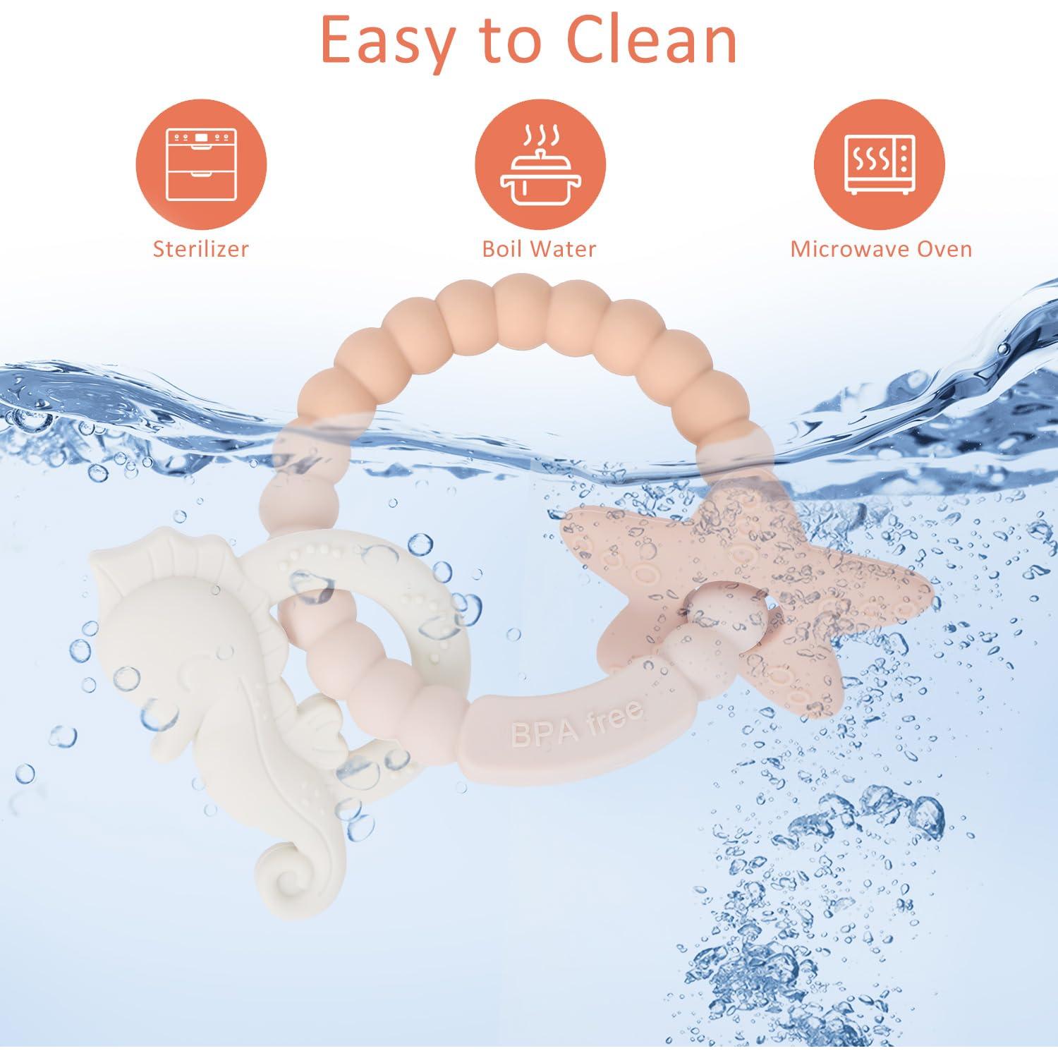 Anillo de Silicona para Dentición Rosa - Juguete Bebé 3-12 Meses