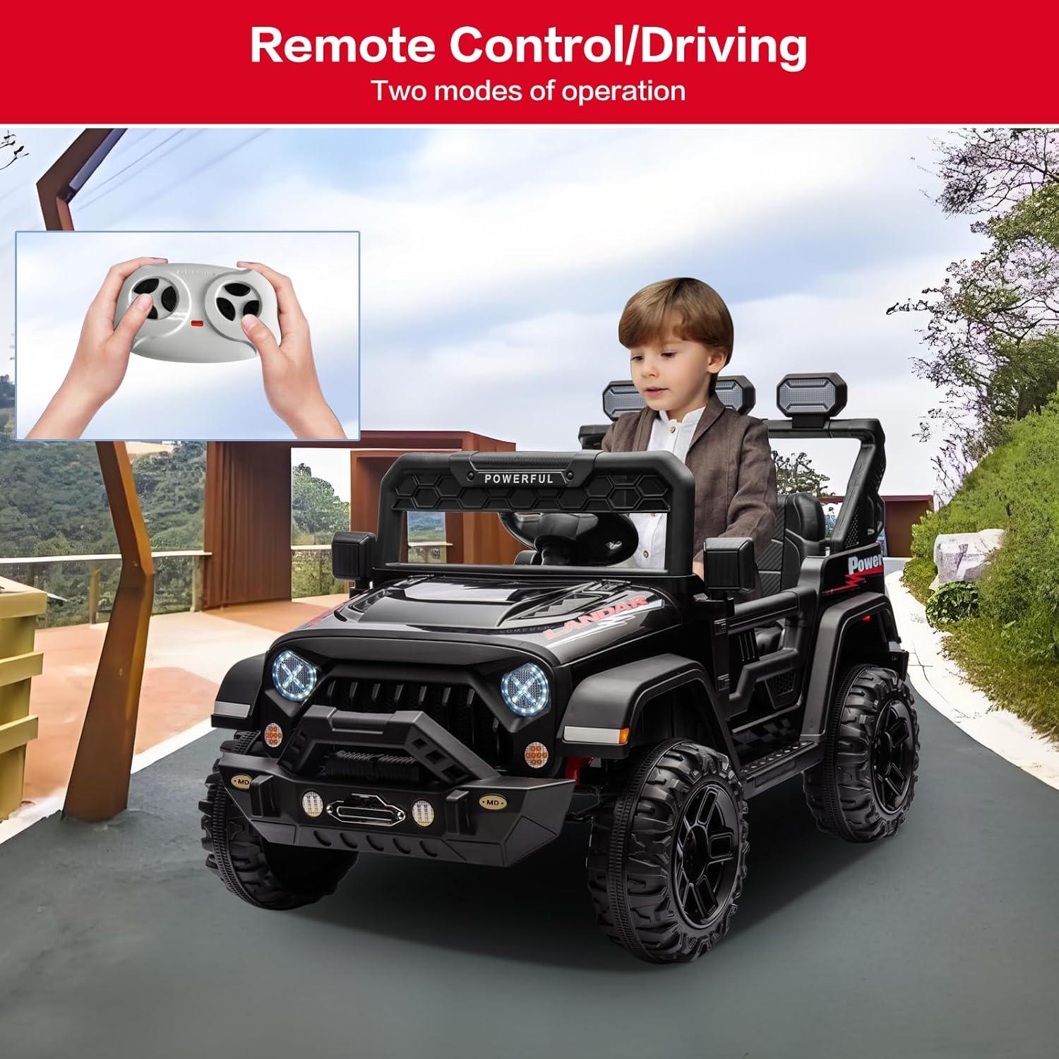 Coche Eléctrico para Niños Modern-Depo 12V Negro con Música