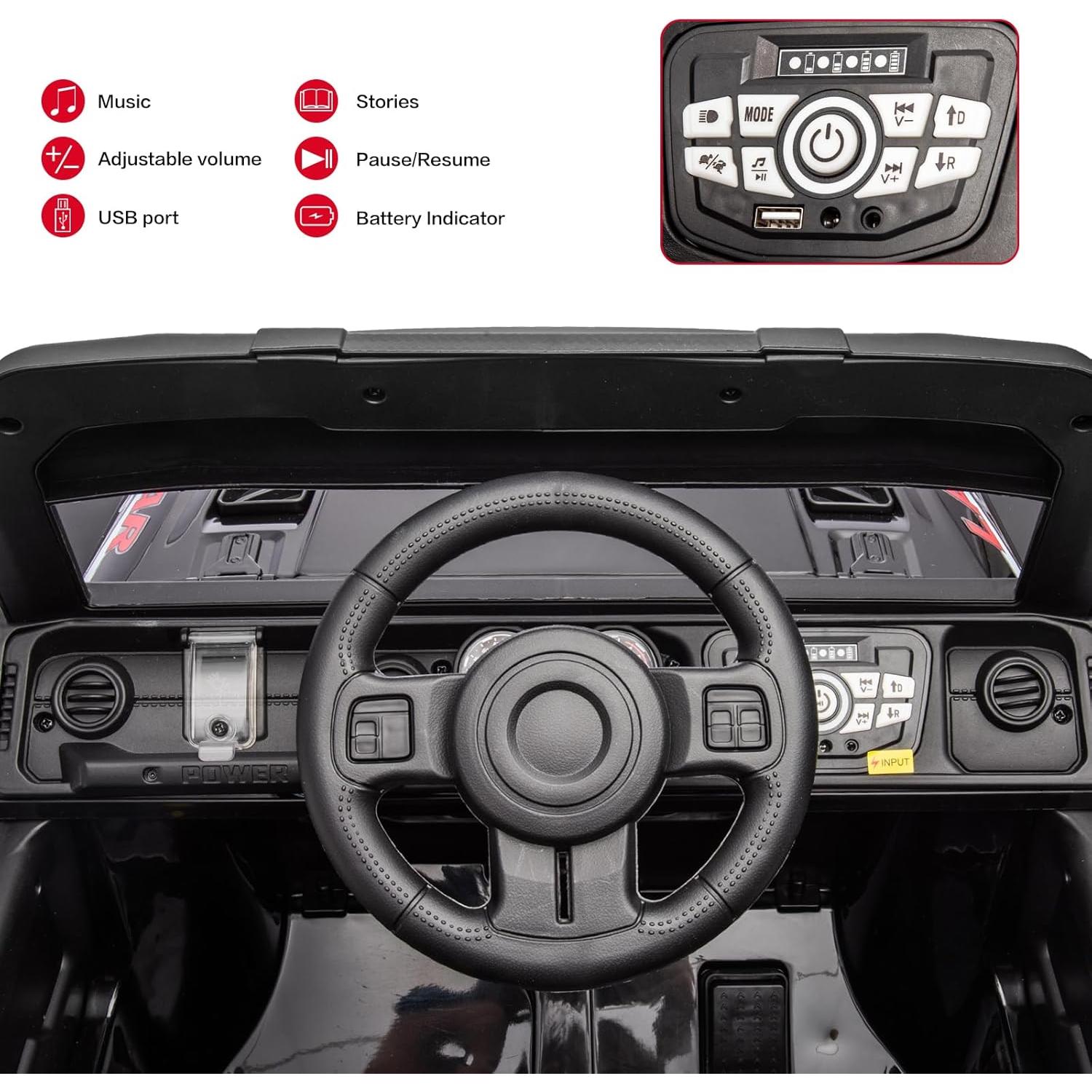 Coche Eléctrico para Niños Modern-Depo 12V Negro con Música