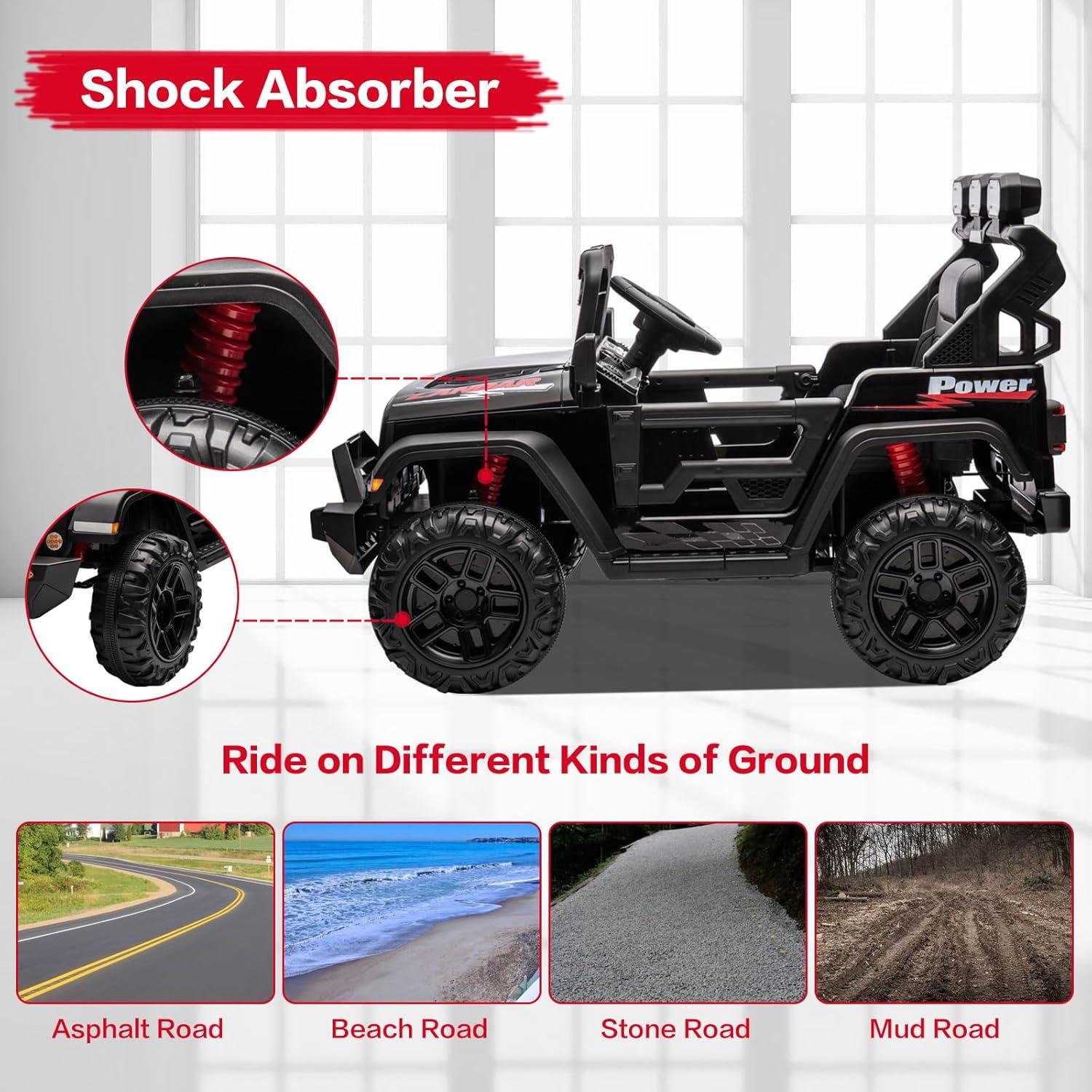 Coche Eléctrico para Niños Modern-Depo 12V Negro con Música