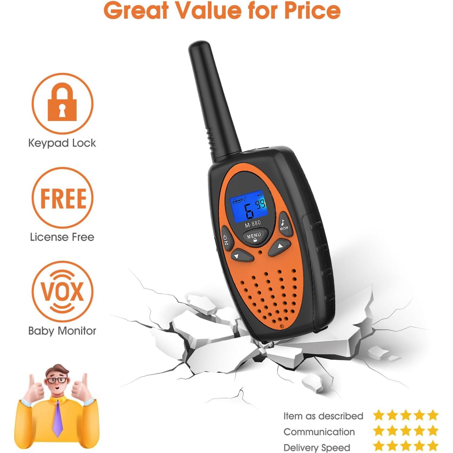 Walkie Talkies Topsung M880 Naranja 8 km 22 Canales VOX