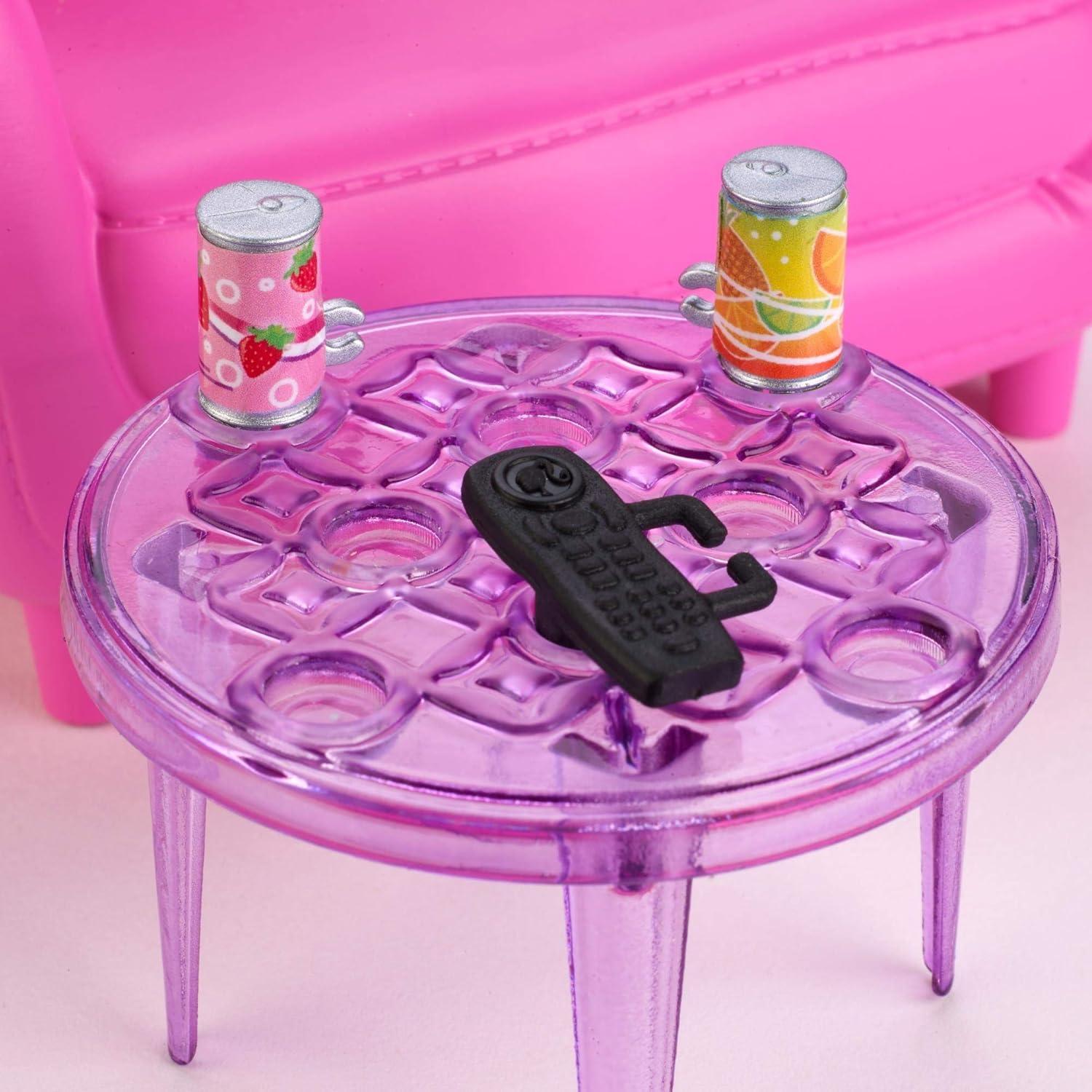 Juego de Muebles de Interior Barbie Sala de Estar con Gatito