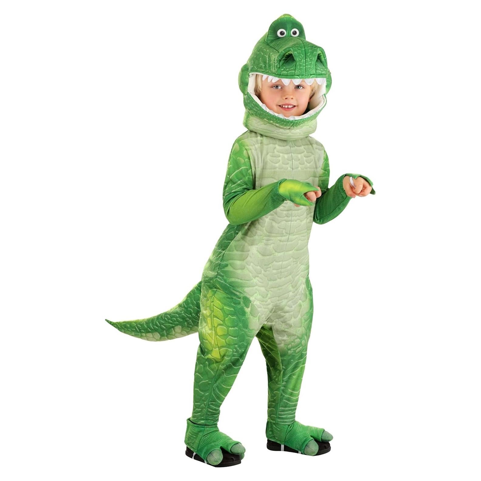 Toddler Disney Pixar Toy Story Rex Halloween Costume | Kids Green Dinosaur Jumpsuit for Boys and Girls | Toy Story Outfit
