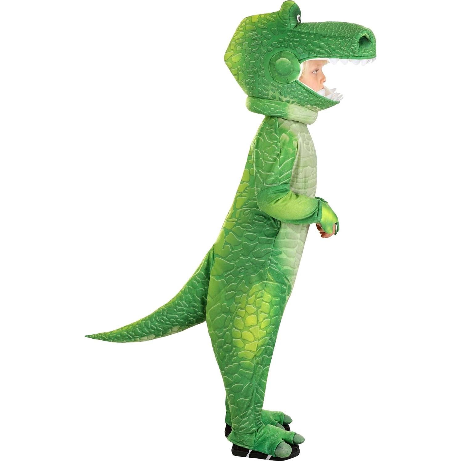 Toddler Disney Pixar Toy Story Rex Halloween Costume | Kids Green Dinosaur Jumpsuit for Boys and Girls | Toy Story Outfit