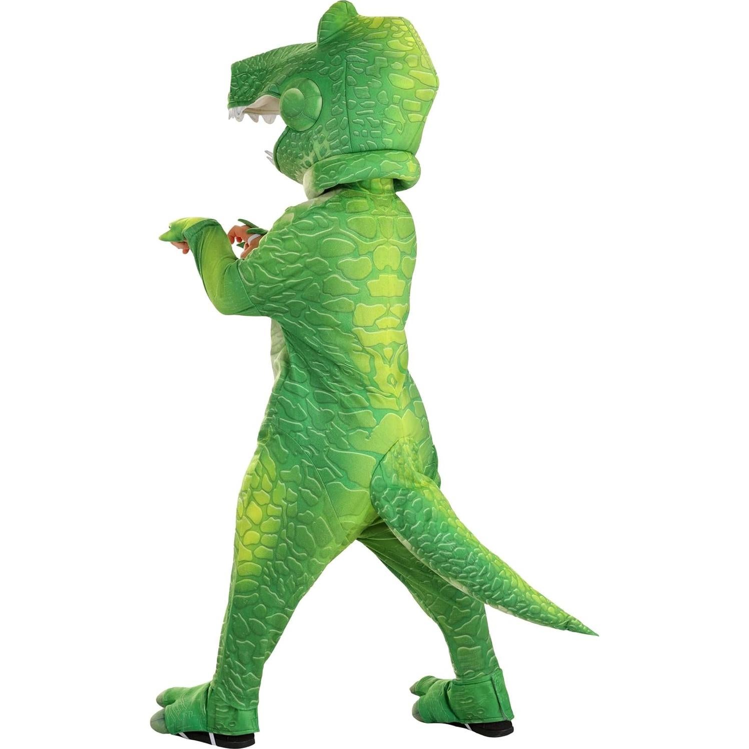 Toddler Disney Pixar Toy Story Rex Halloween Costume | Kids Green Dinosaur Jumpsuit for Boys and Girls | Toy Story Outfit