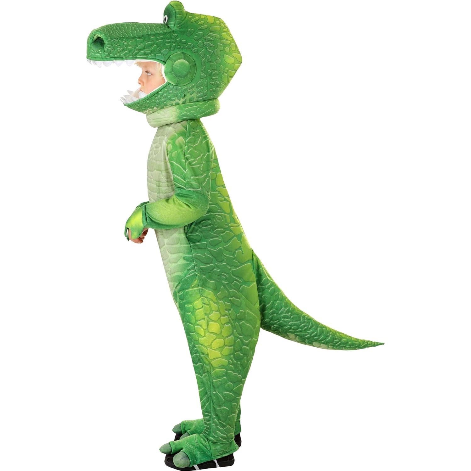 Toddler Disney Pixar Toy Story Rex Halloween Costume | Kids Green Dinosaur Jumpsuit for Boys and Girls | Toy Story Outfit