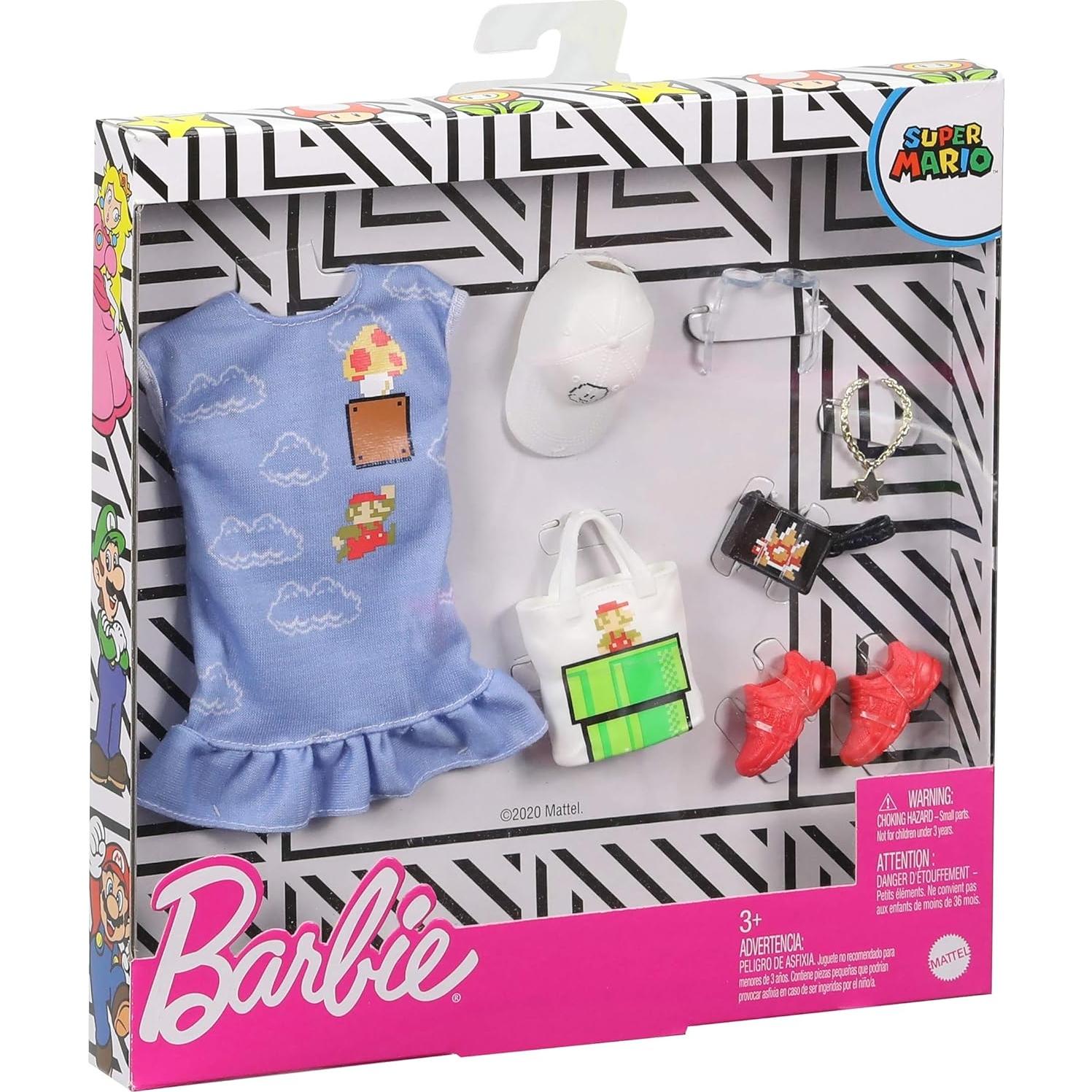 Paquete de Moda Barbie Super Mario con 6 Accesorios