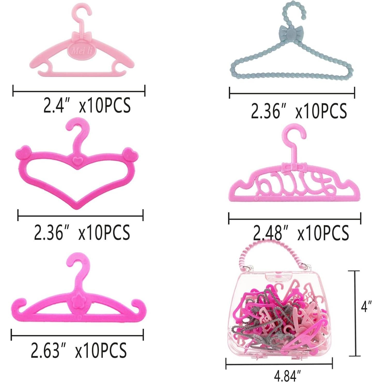 50 Perchas Rosa para Ropa de Muñeca Barbie - HighFun