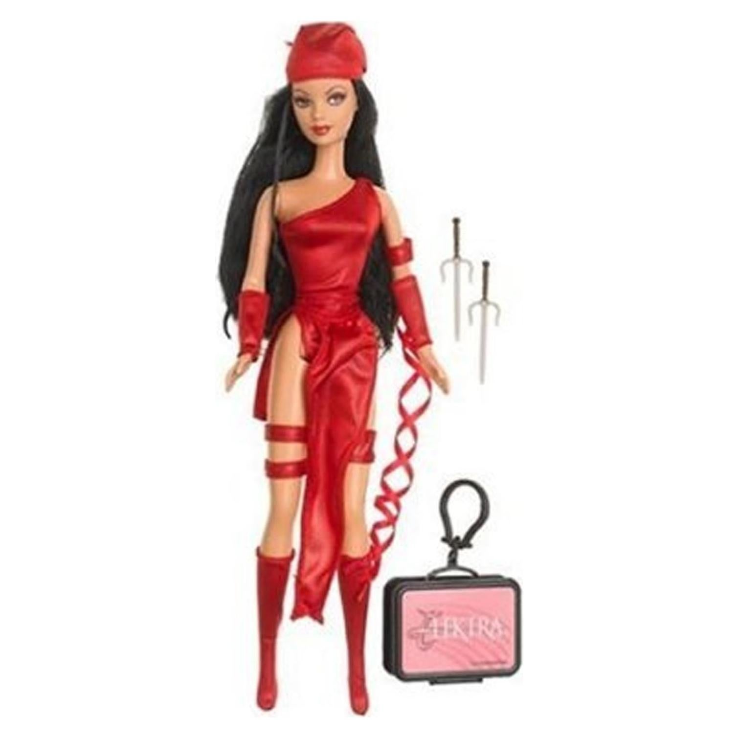 Muñeca Barbie Elektra Marvel 32.77 cm con llavero