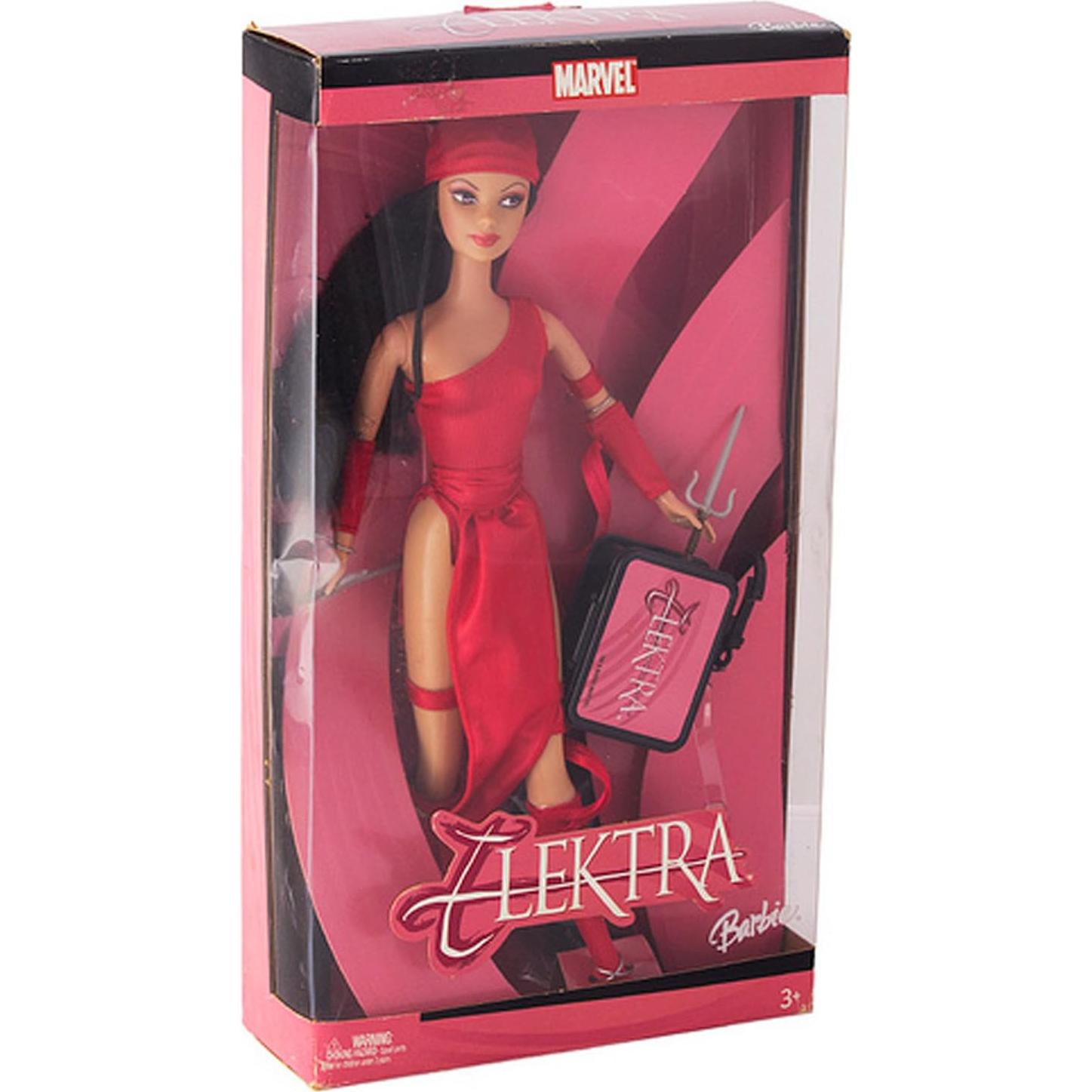 Muñeca Barbie Elektra Marvel 32.77 cm con llavero
