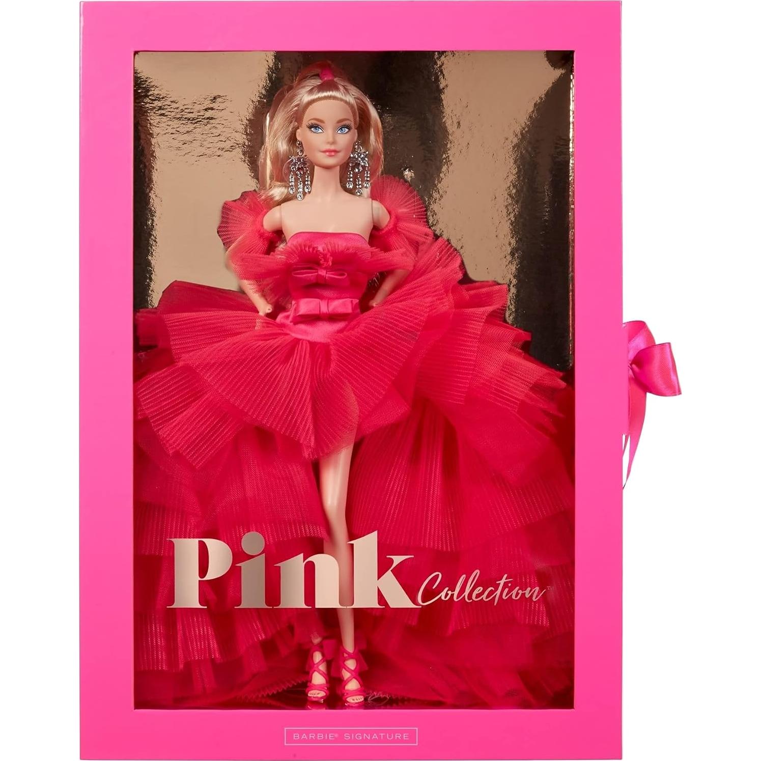 Signature Pink Collection Doll, Doll (12-inch) with Silkstone Body Wearing Tulle Gown, Gift for Collectors