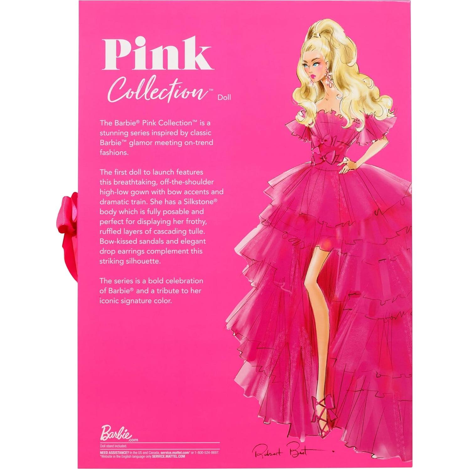 Signature Pink Collection Doll, Doll (12-inch) with Silkstone Body Wearing Tulle Gown, Gift for Collectors