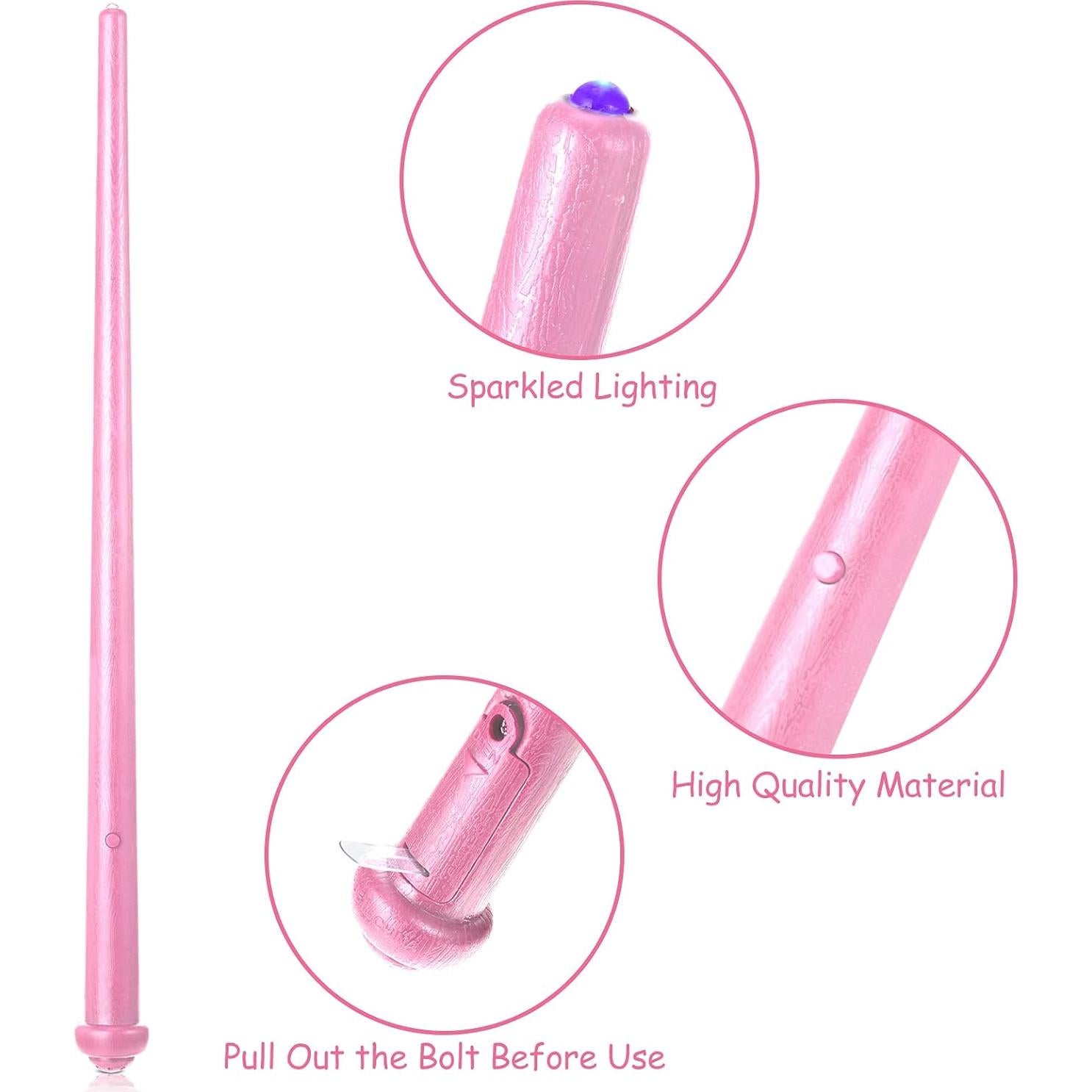 Varita mágica iluminada Gejoy 35 cm rosa con sonido
