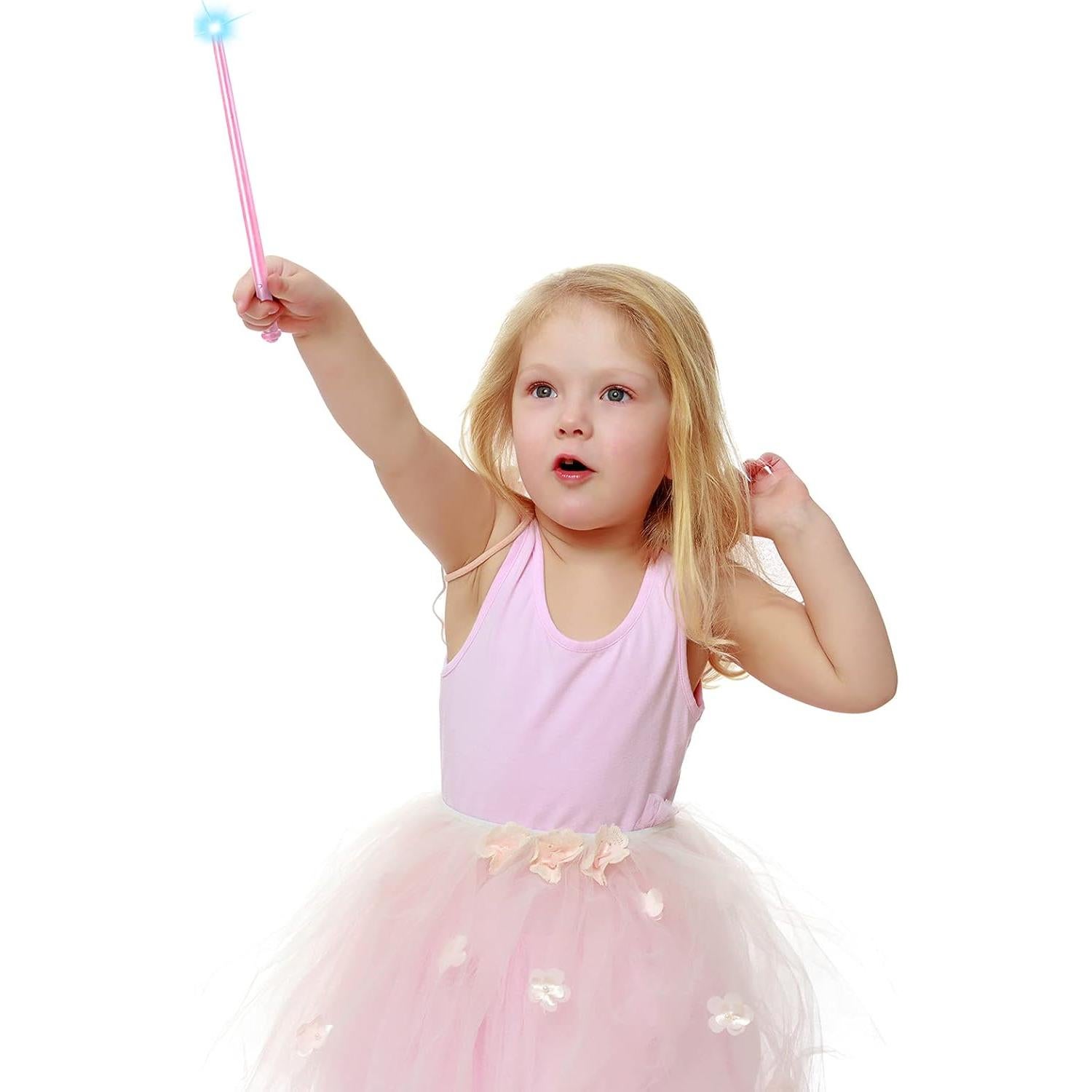 Varita mágica iluminada Gejoy 35 cm rosa con sonido