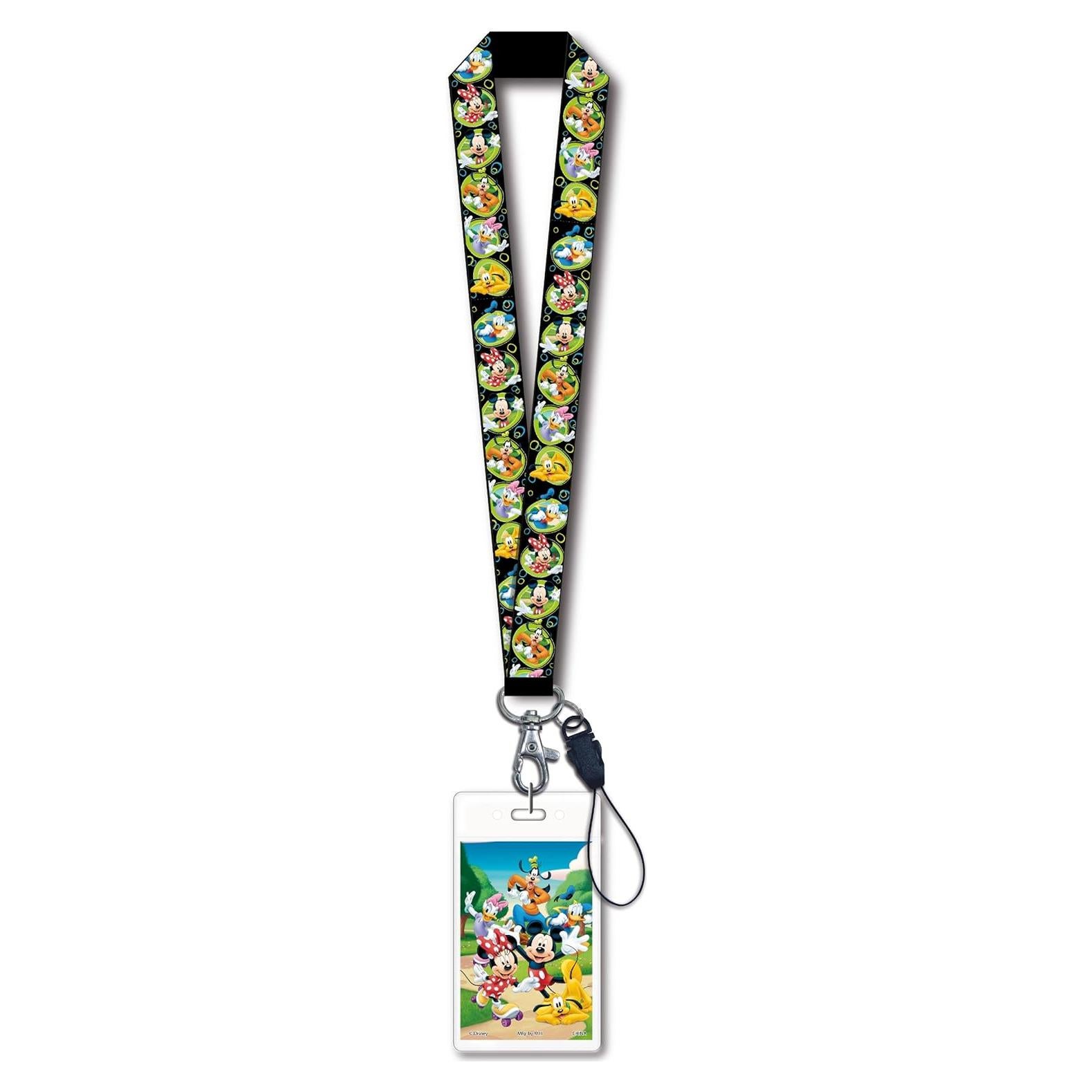Lanyard Disney Mickey y Pandilla con Portatarjetas Negro