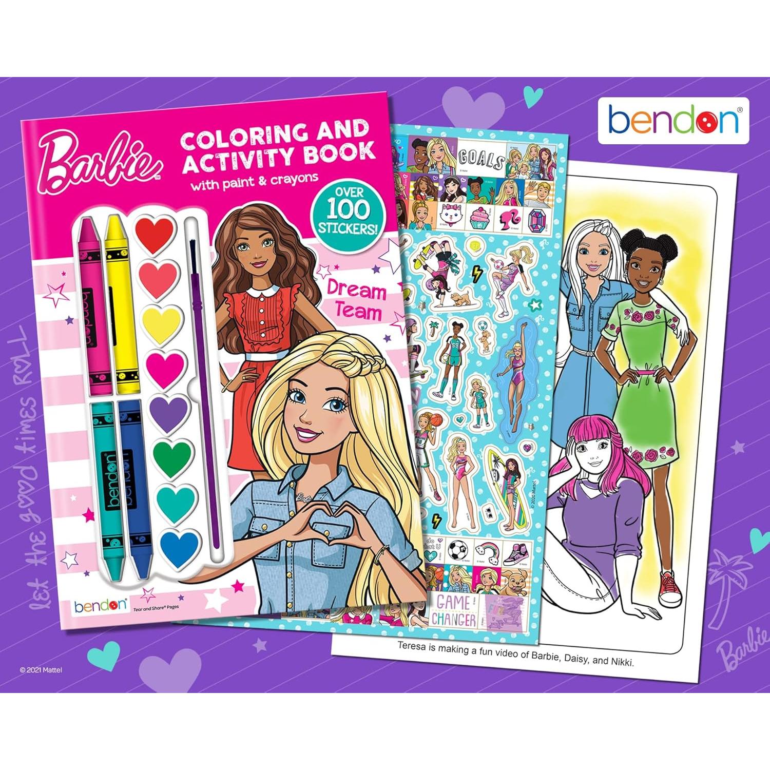 Libro de Colorear Bendon Barbie con Pinturas y Crayones