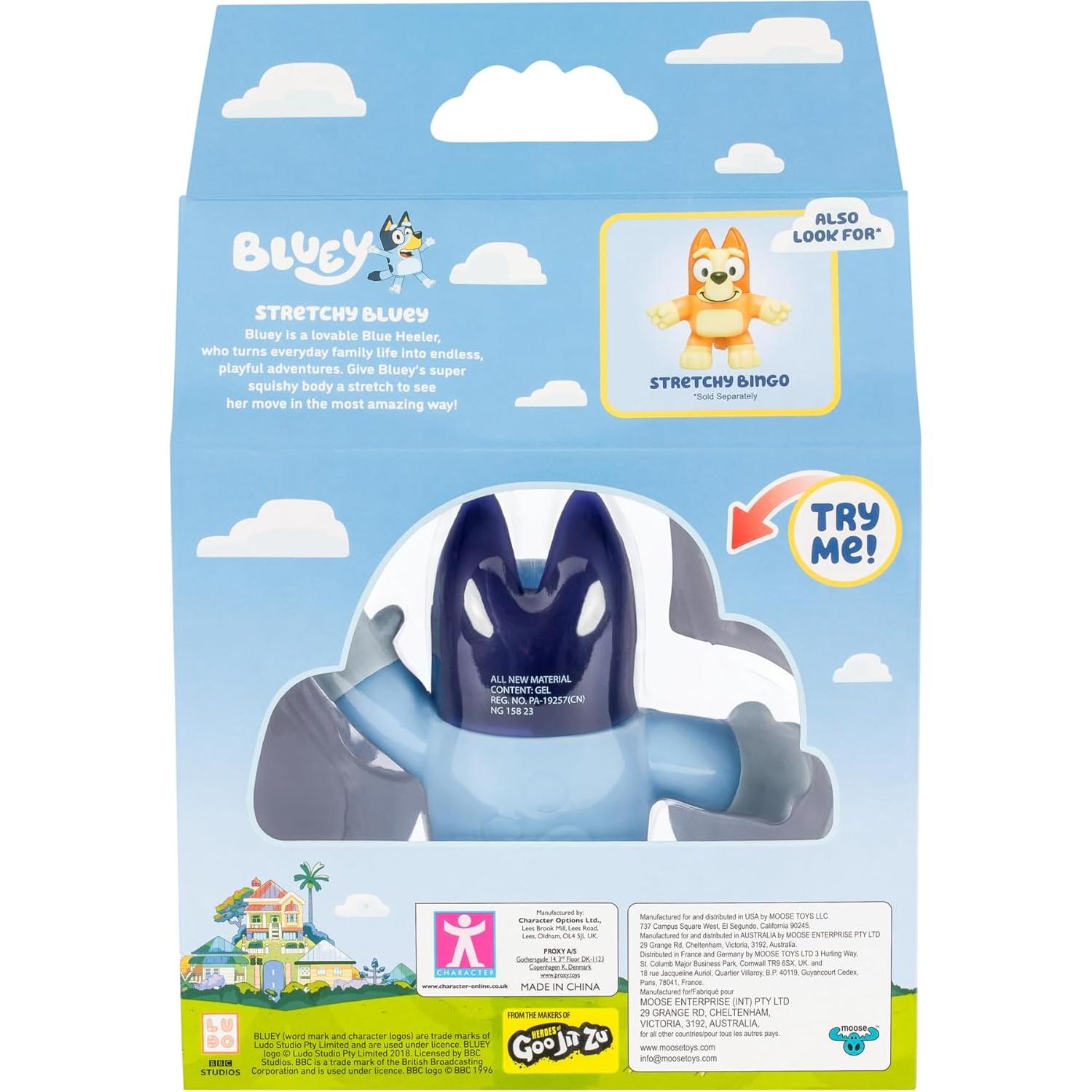 Figura Estirable Bluey de Moose Toys - Suave y Blanda
