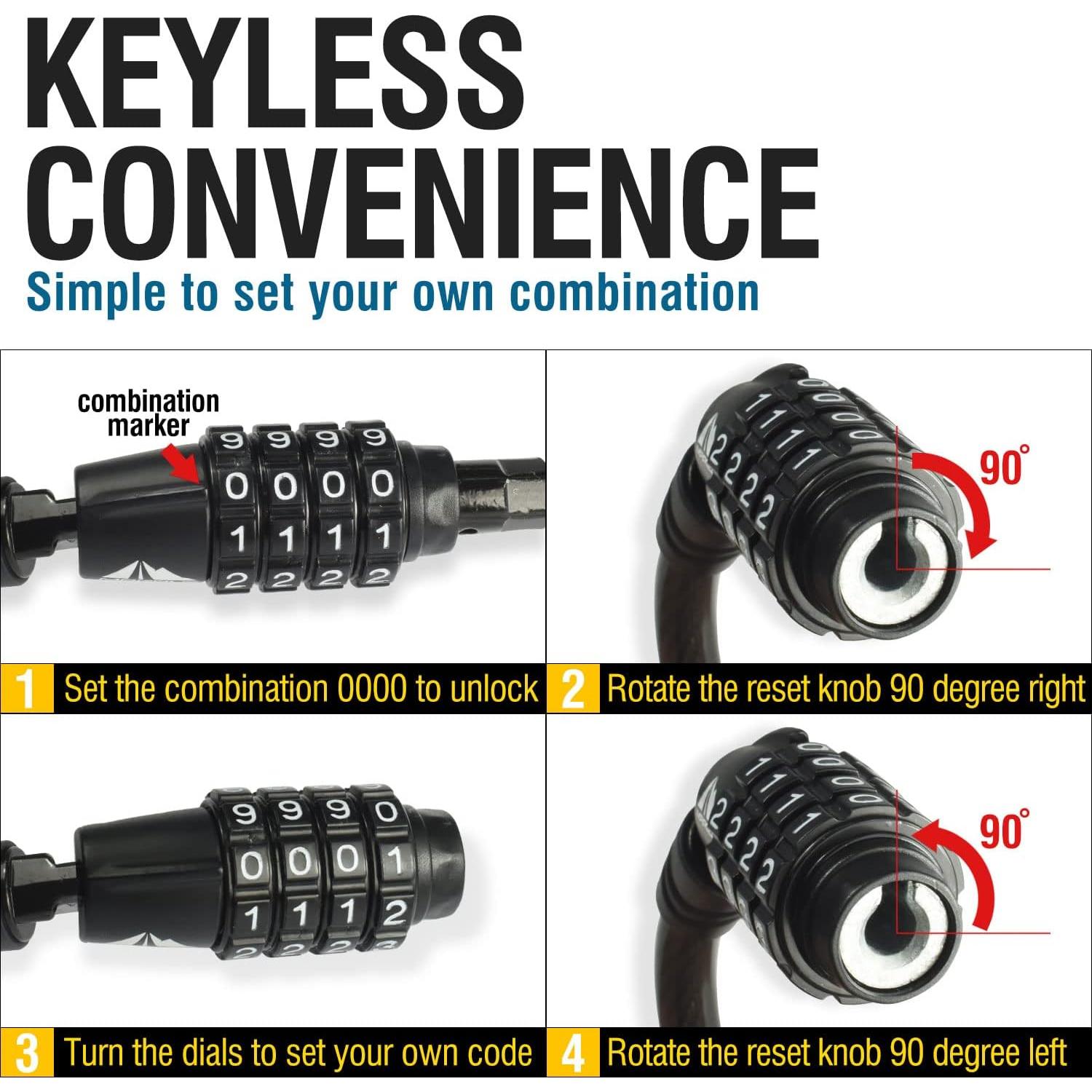Candado de Cable MARQUE 4.57 m Combinación Reajustable