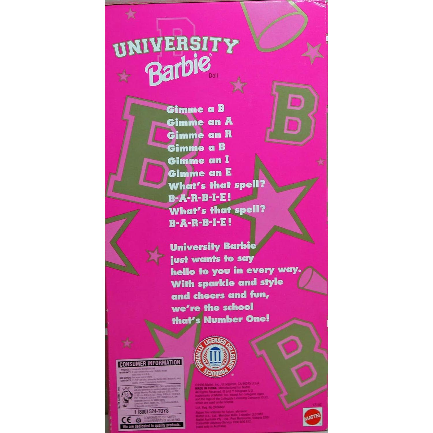 Barbie Animadora Mattel Universidad Nebraska 33x17cm