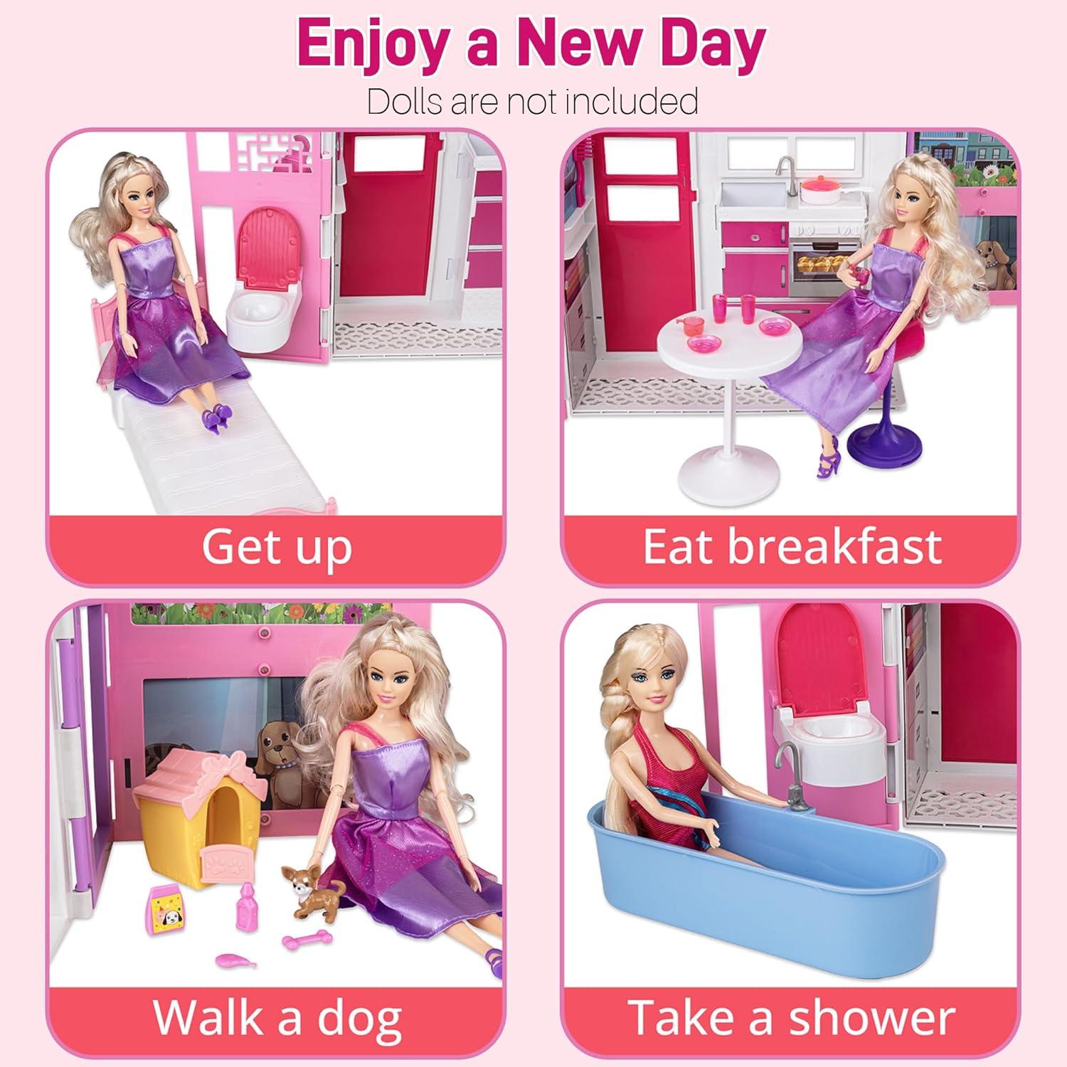 Casa de Muñecas BETTINA Plegable 2 Pisos con Muebles