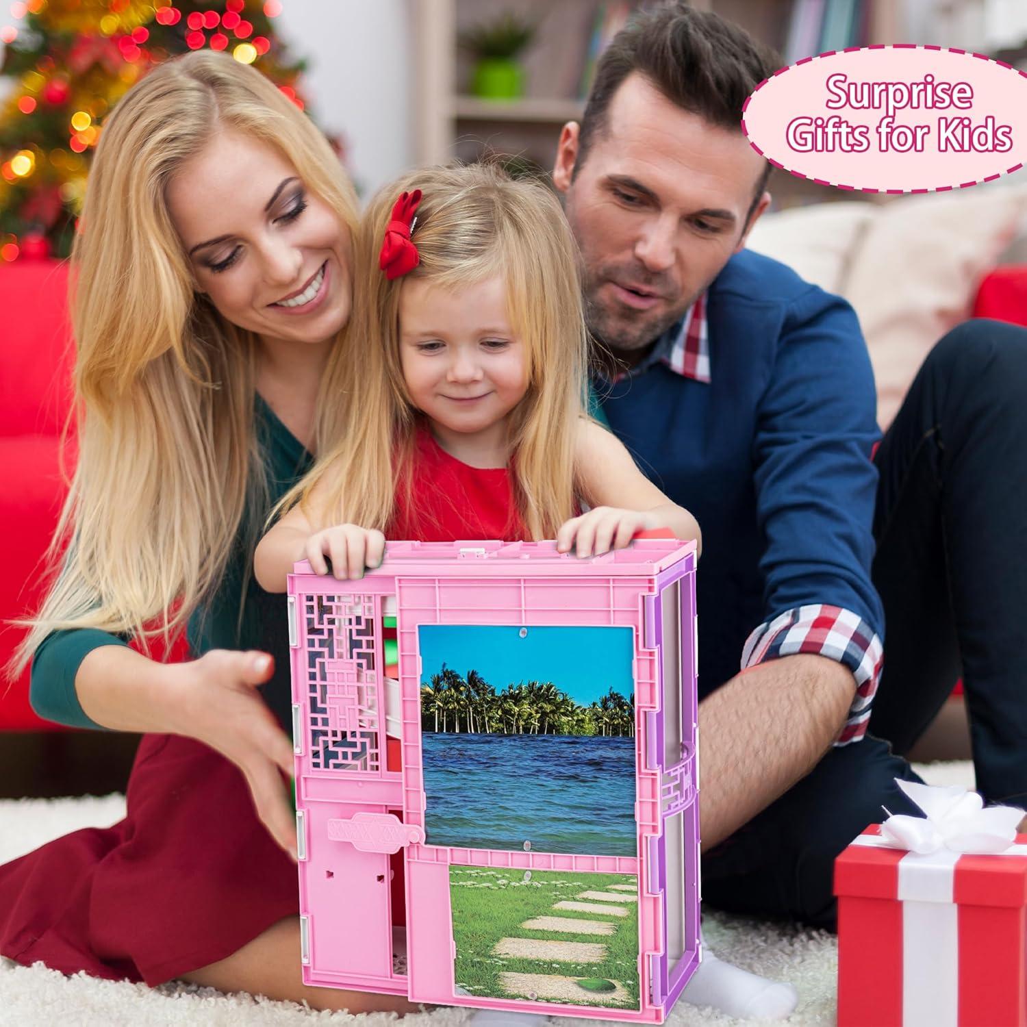 Casa de Muñecas BETTINA Plegable 2 Pisos con Muebles