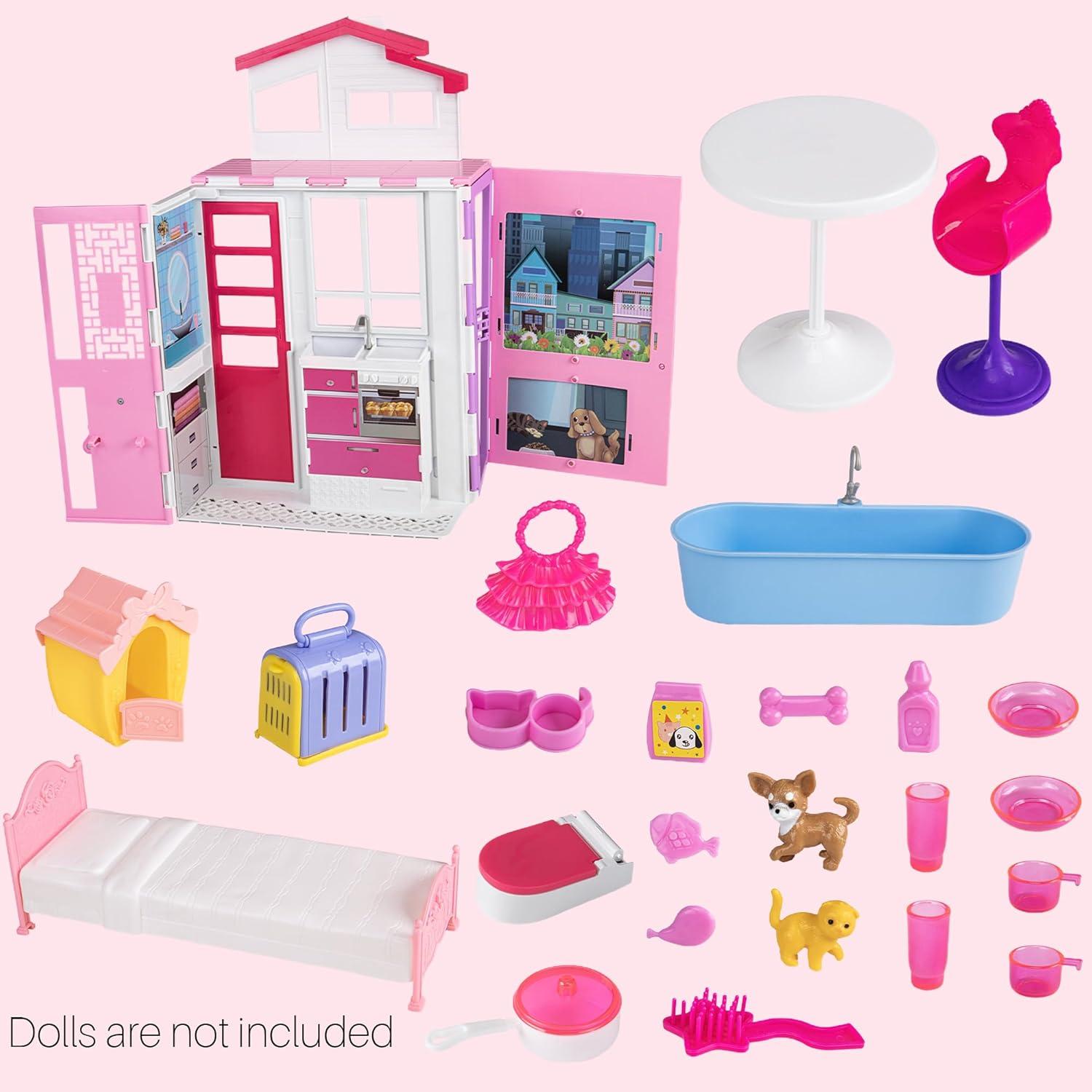 Casa de Muñecas BETTINA Plegable 2 Pisos con Muebles