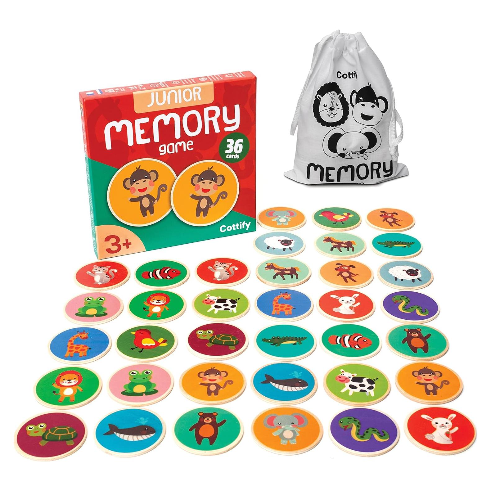 Juego de Memoria de Madera Cottify 36 Cartas Animales