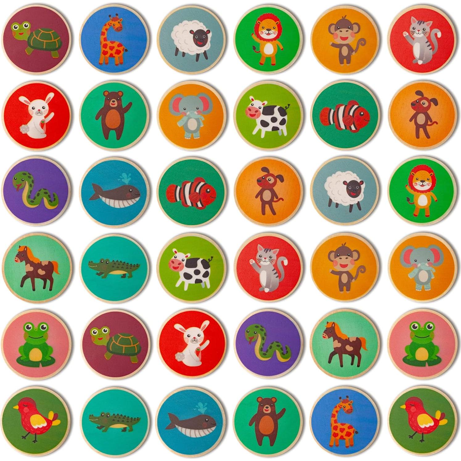 Juego de Memoria de Madera Cottify 36 Cartas Animales