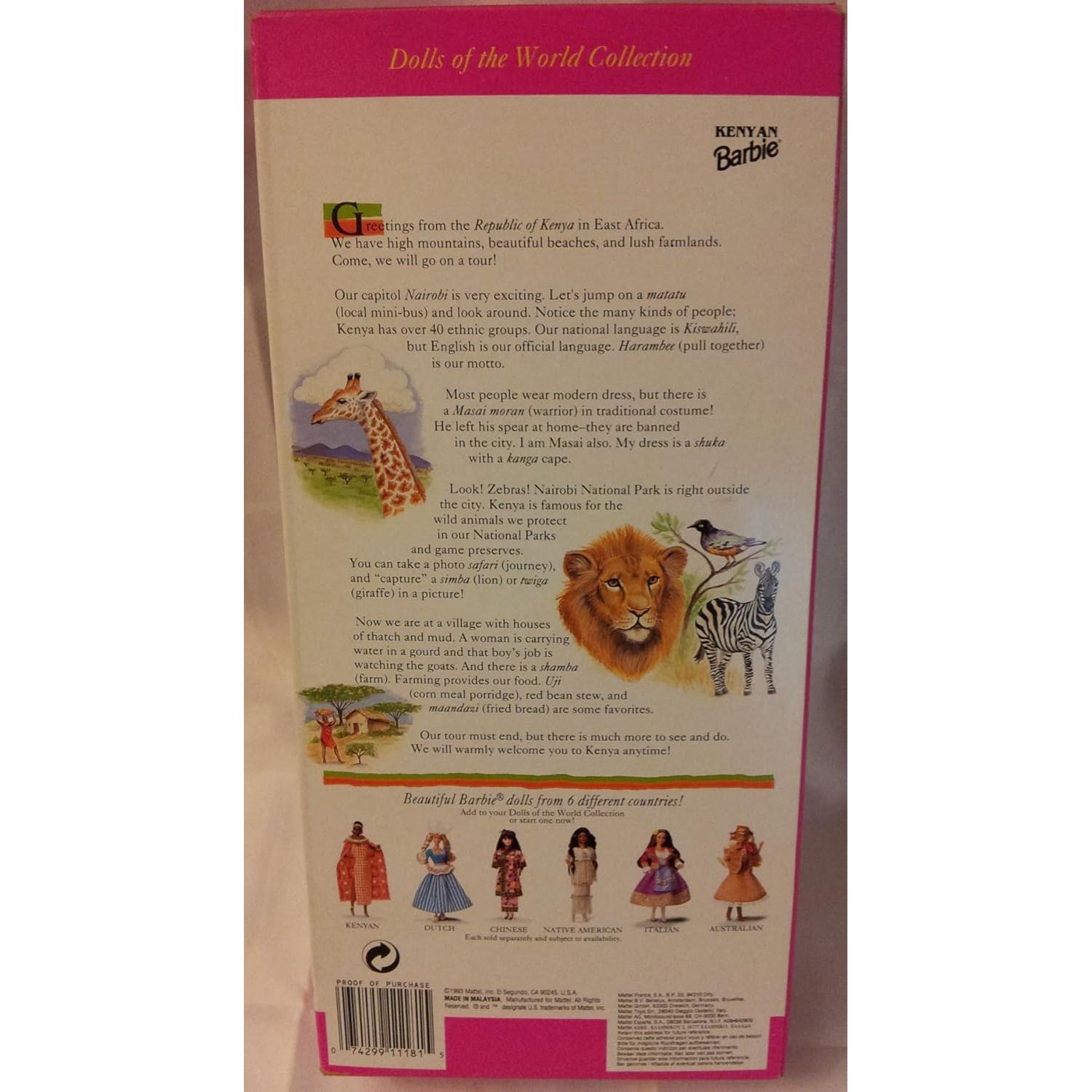 Muñeca Barbie Keniana Colección del Mundo 1993 Mattel