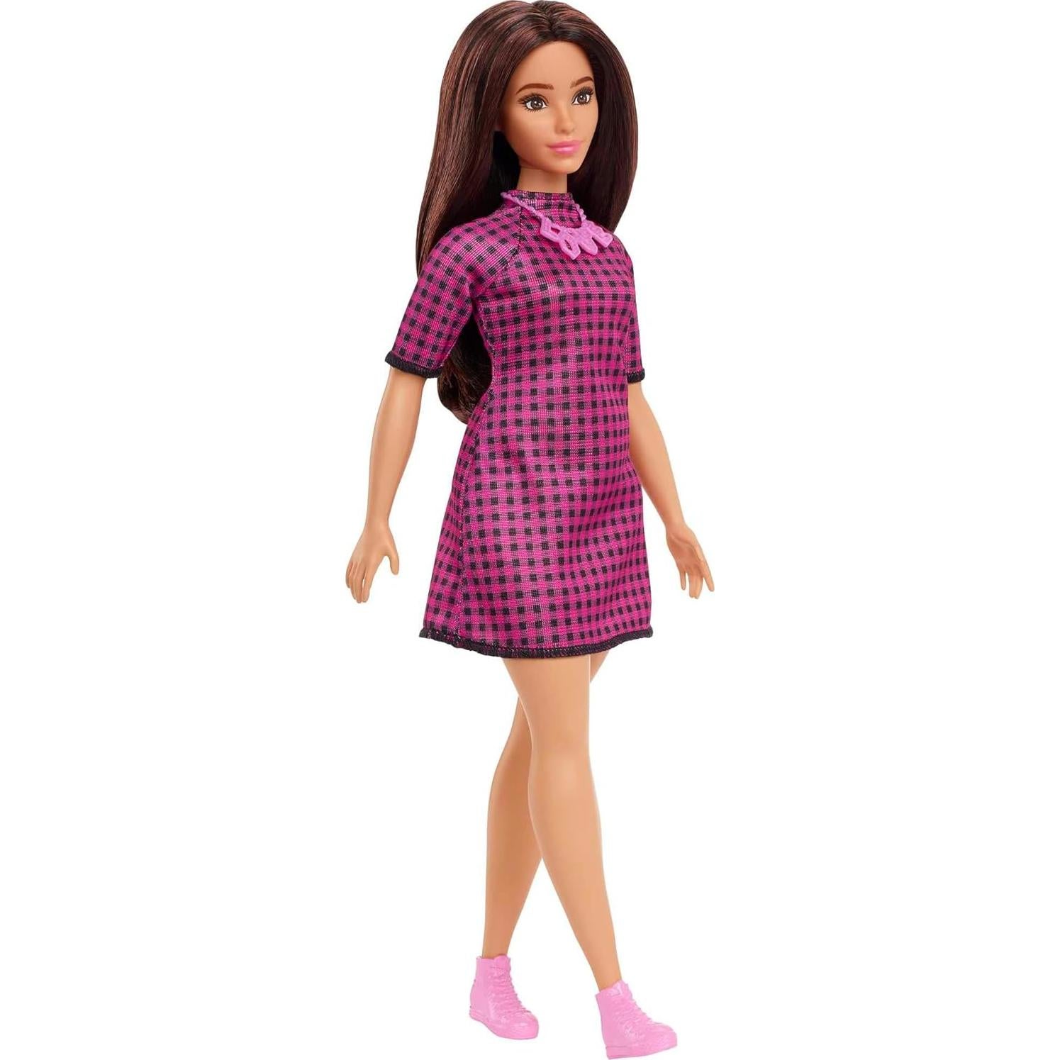 Muñeca Barbie Fashionistas Curvy #188 con Vestido a Cuadros