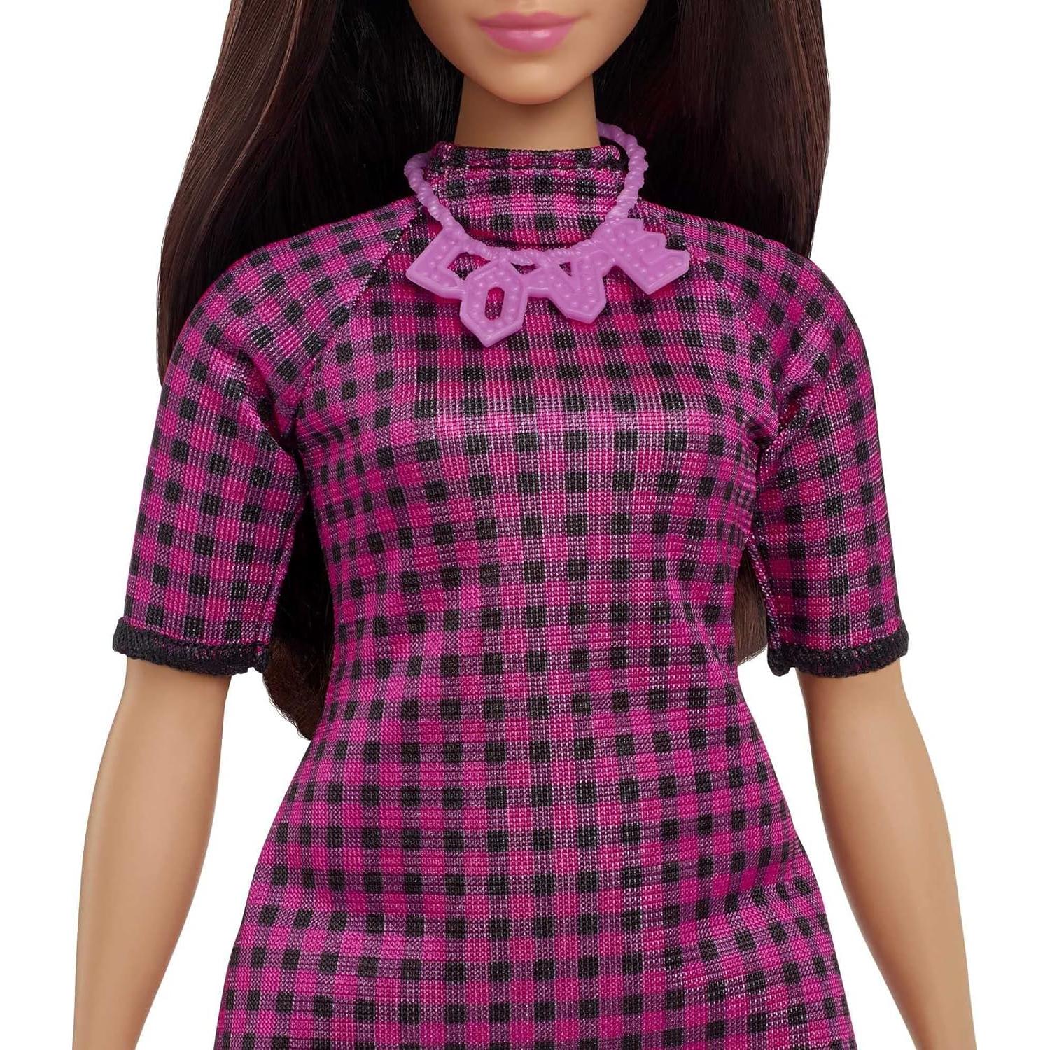 Muñeca Barbie Fashionistas Curvy #188 con Vestido a Cuadros