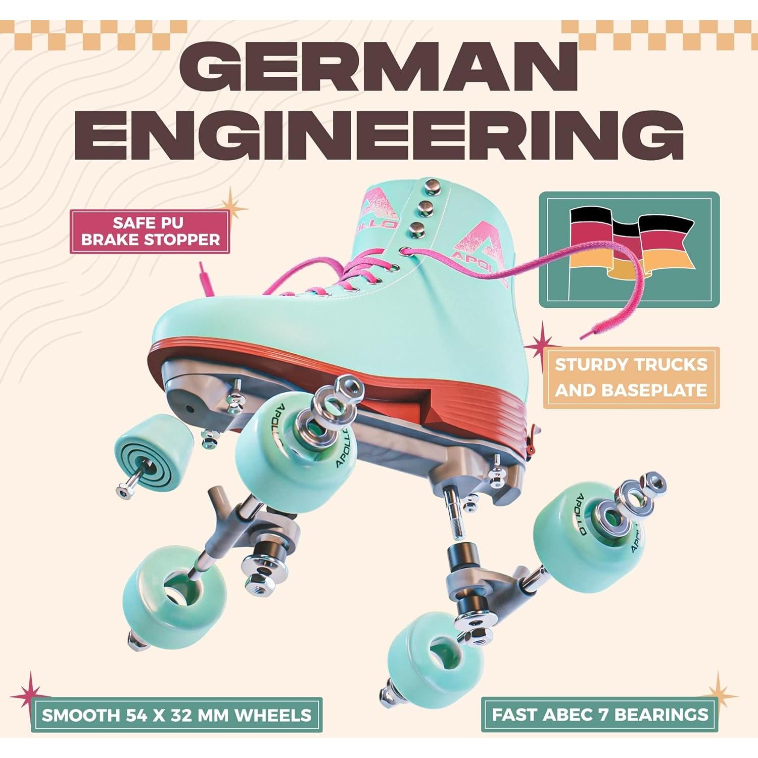 Patines Cuádruples Apollo Ajustables para Mujeres y Niñas