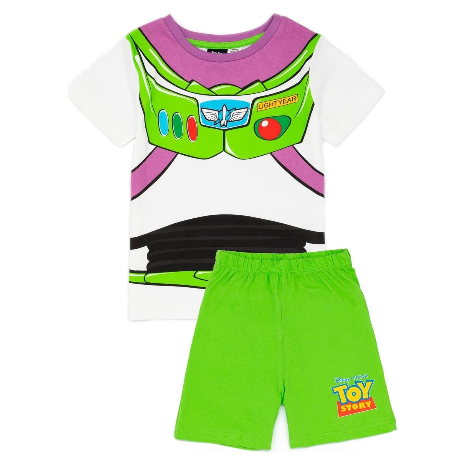 Disney Toy Story Boys Pajama Set | Kids Buzz Lightyear Hero T-Shirt & Shorts PJs Loungewear | Movie Nightwear Pajama Gift