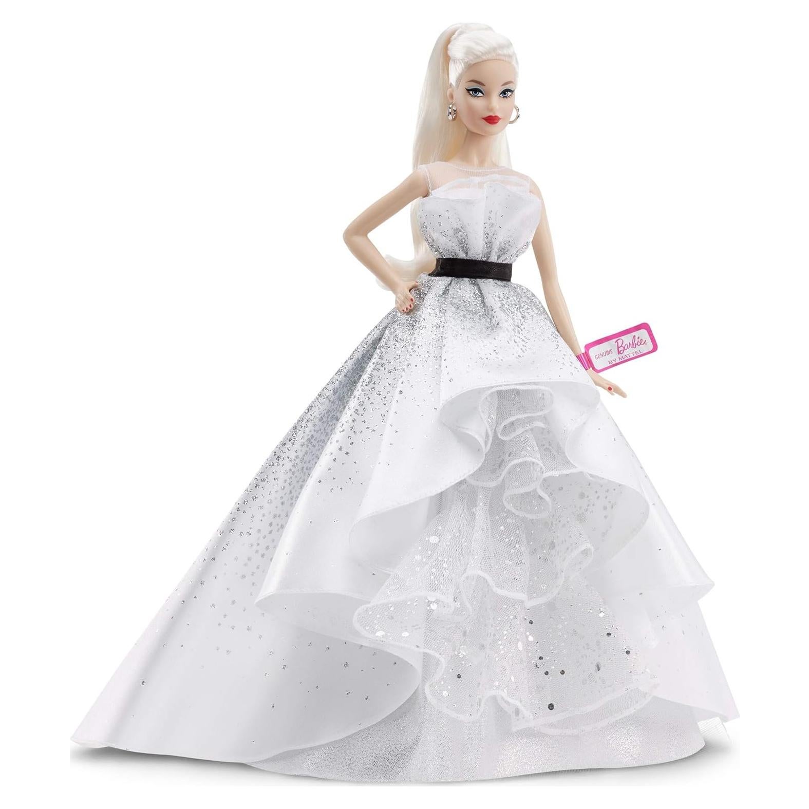 Muñeca Barbie 60 Aniversario Mattel Rubia con Vestido Brillante