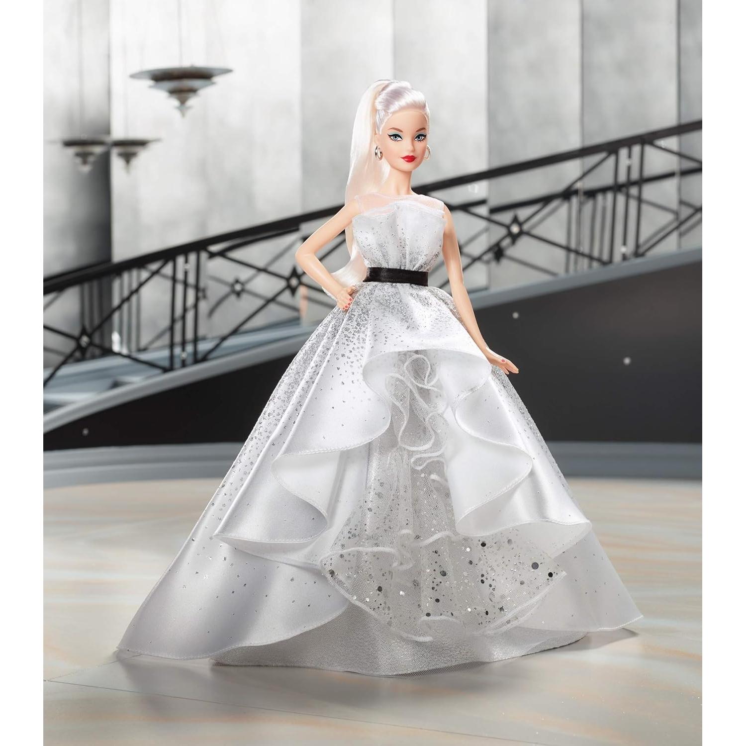 Muñeca Barbie 60 Aniversario Mattel Rubia con Vestido Brillante