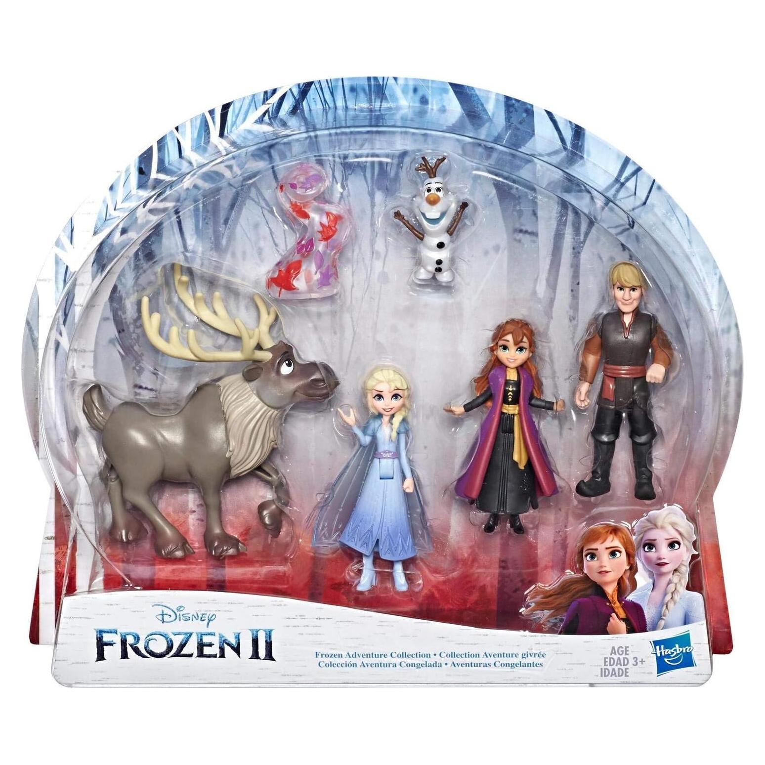 Disney Frozen Adventure Collection, 5 Small Dolls from Frozen 2, Anna, Elsa, Kristoff, Sven, Olaf, & Gale Accessory