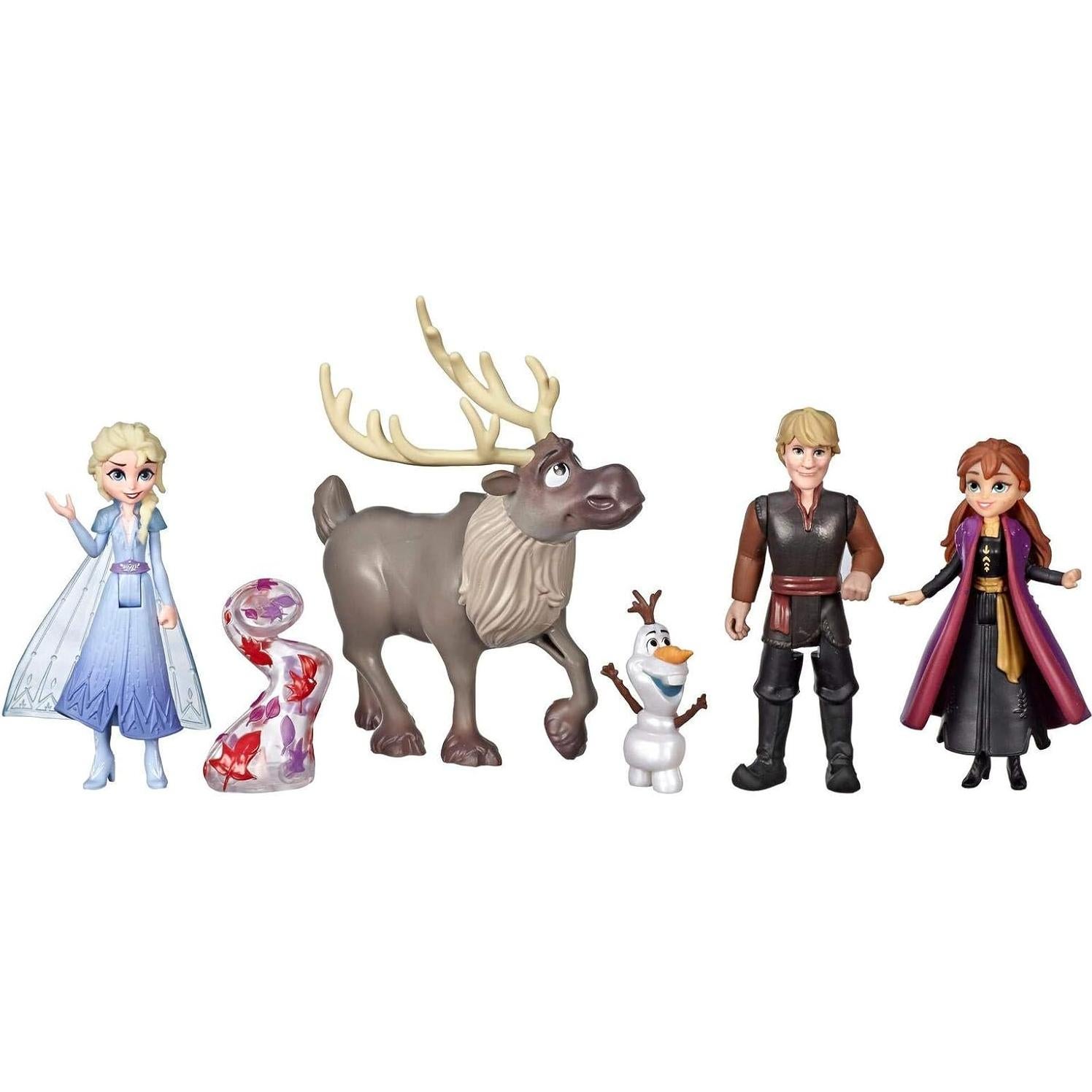 Disney Frozen Adventure Collection, 5 Small Dolls from Frozen 2, Anna, Elsa, Kristoff, Sven, Olaf, & Gale Accessory