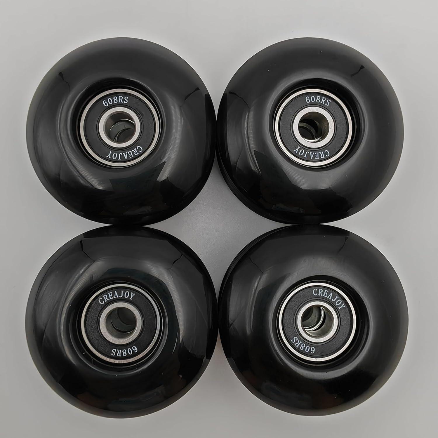 Ruedas de Skateboard CREAJOY 52mm 95A Set de 4 Negro