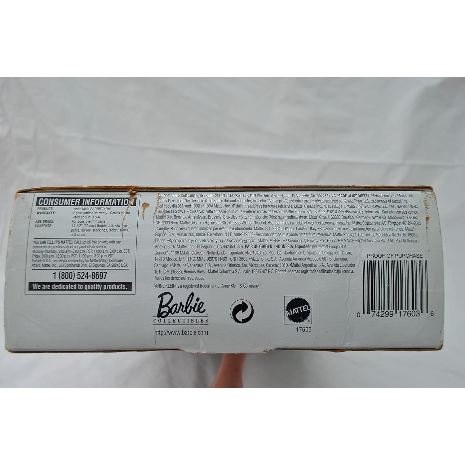 Muñeca Barbie Anne Klein Mattel Edición Limitada 1997