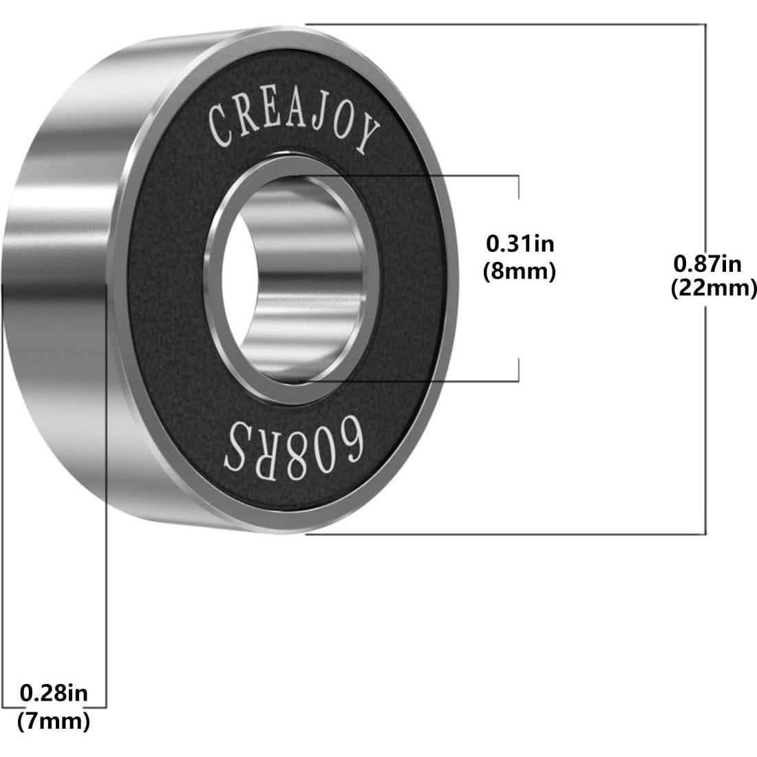 Ruedas de Skateboard CREAJOY 60mm 95A Juego de 4 Negro