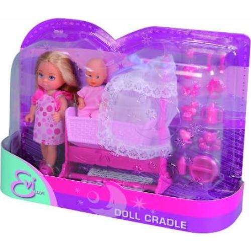 Cuna de Muñeca Evi Love Simba con Bebé y 12 Accesorios