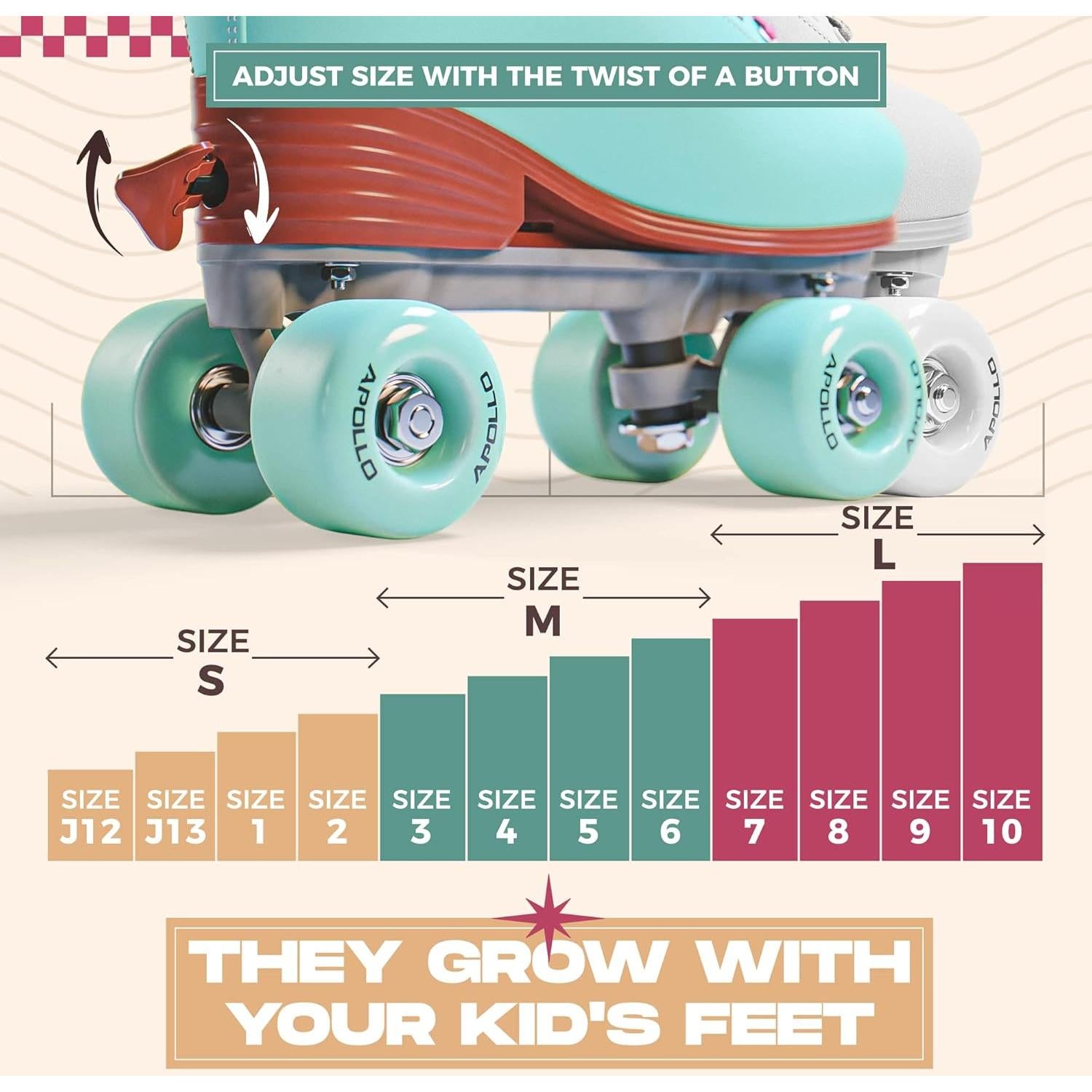 Patines Cuádruples Apollo Retro Ajustables para Mujeres