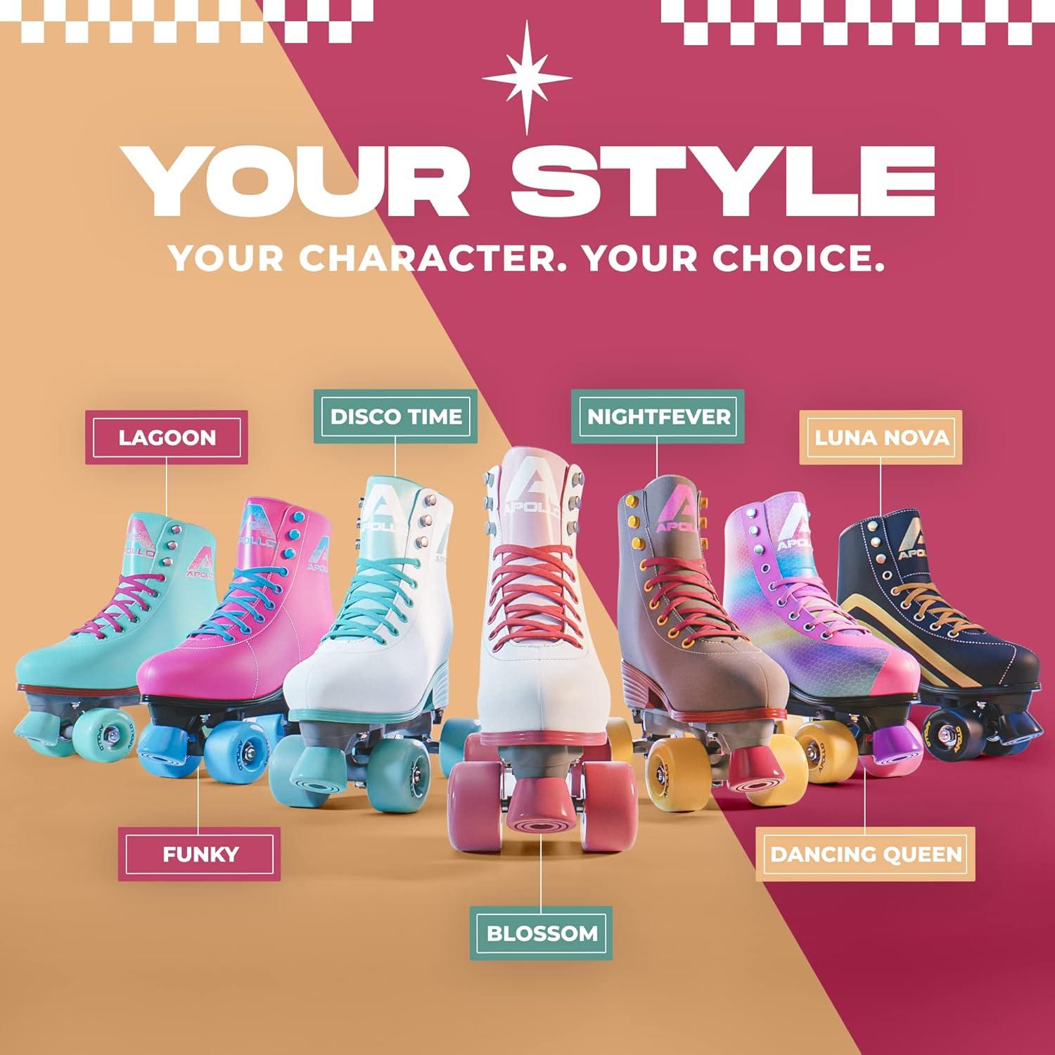 Patines Cuádruples Apollo Retro Ajustables para Mujeres