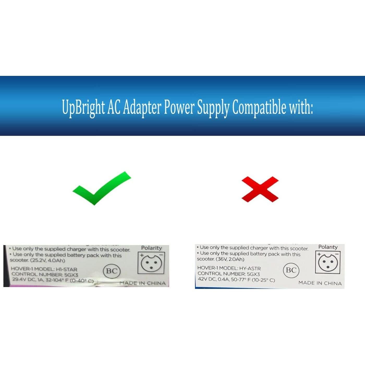 Cargador AC/DC UpBright 29.4V para Hoverboard 25.2V