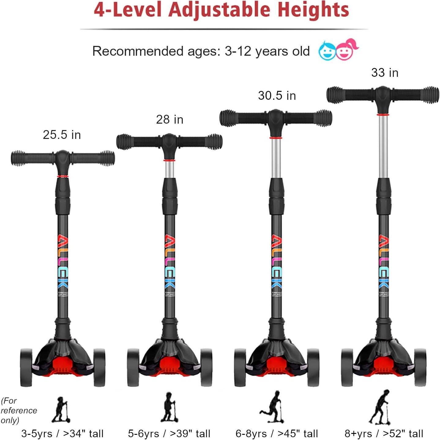 Scooter Allek B02 Ajustable para Niños 3-12 Años Negro
