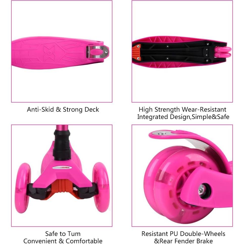 Scooter ChromeWheels Rosa 3 Ruedas Ajustable 59.87 kg