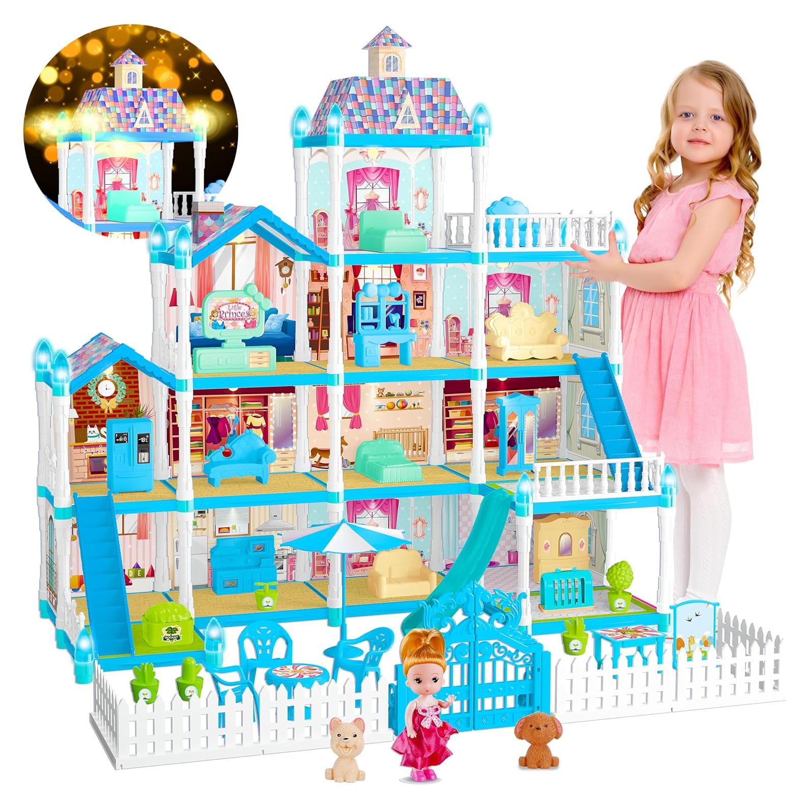 Casa de Muñecas OCTERIC 13 Habitaciones con LED 65x60cm